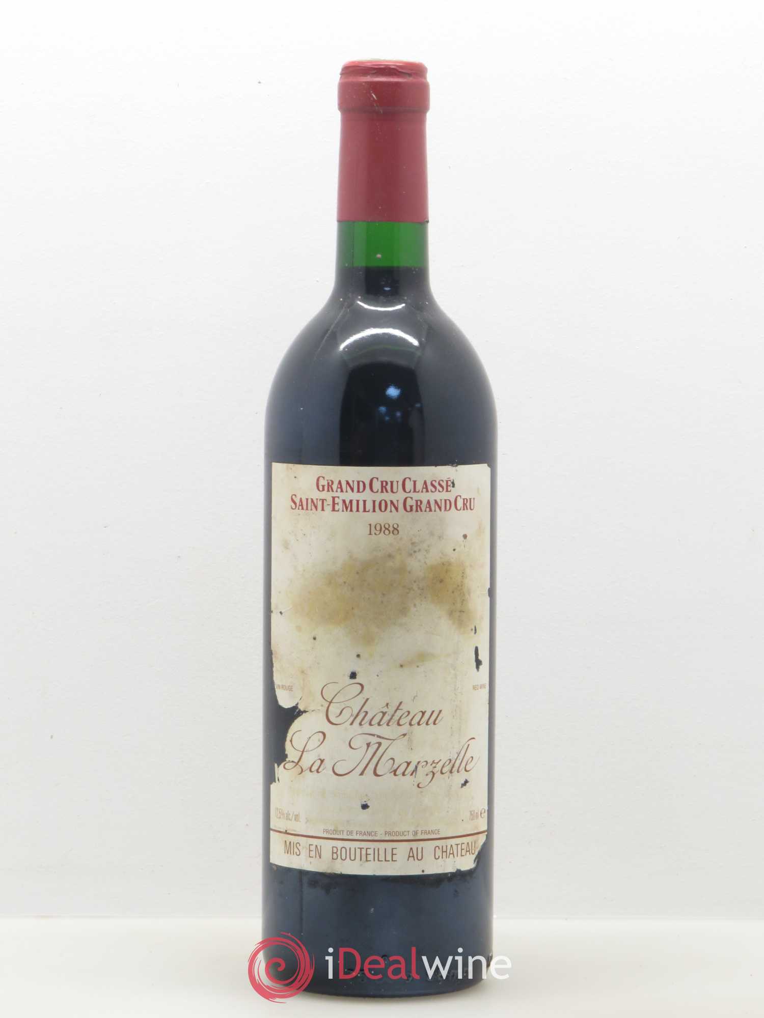 Château La Marzelle Grand Cru Classé 1988 - Lot de 1 bouteille - 0