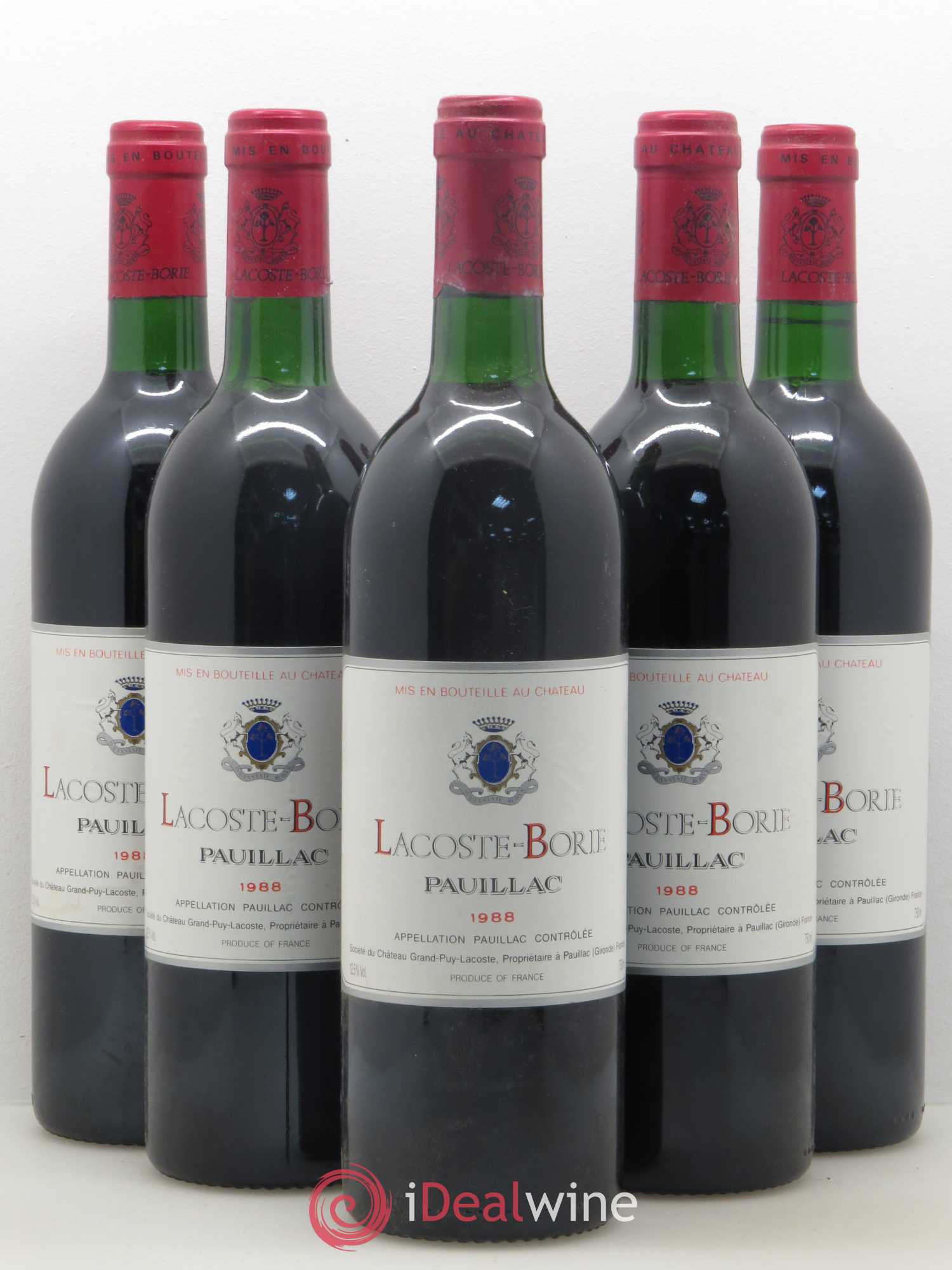 Lacoste Borie (sans prix de réserve) 1988 - Lot de 5 bouteilles - 0
