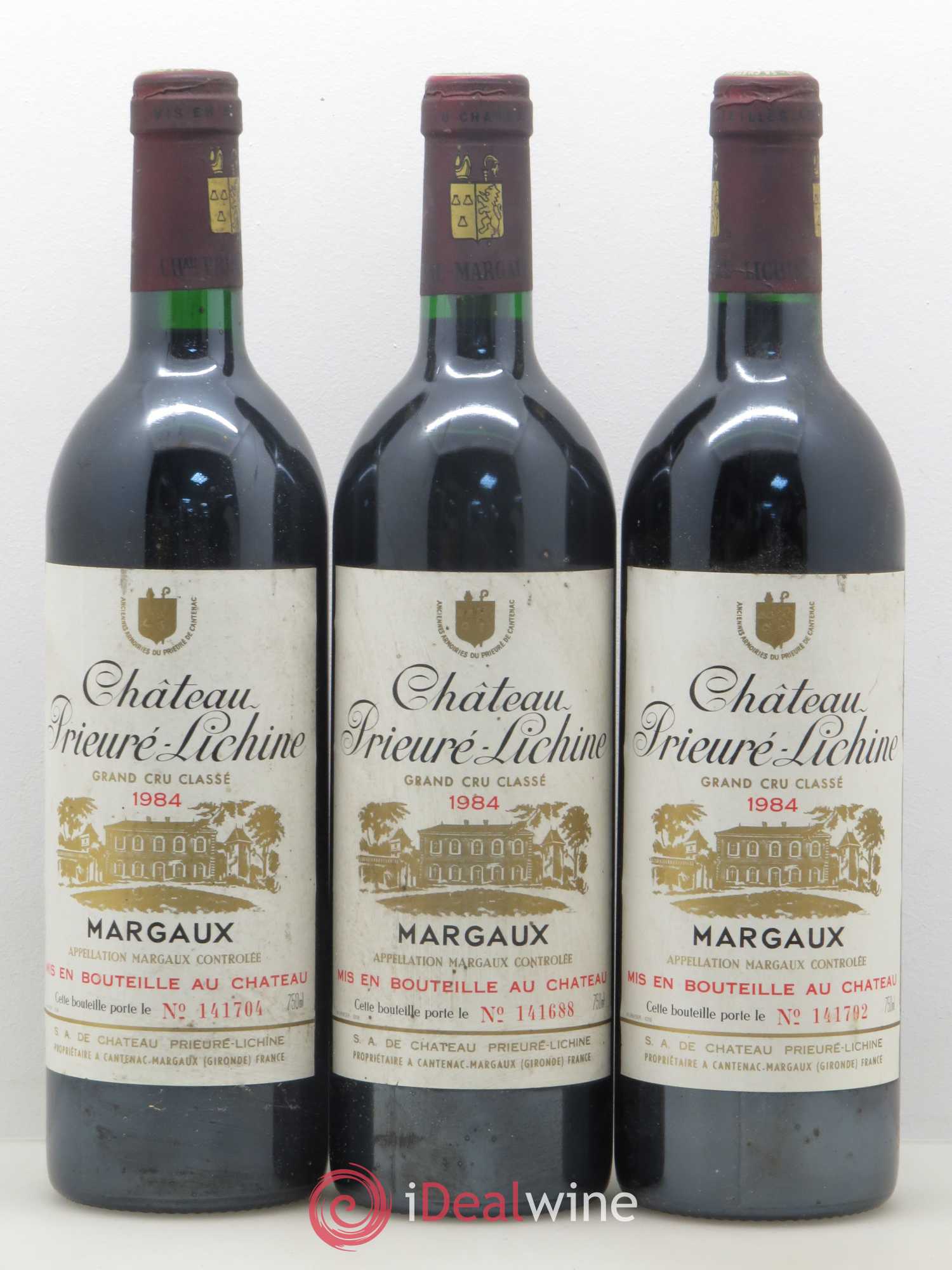 Château Prieuré Lichine 4ème Grand Cru Classé 1984 - Lot de 3 bouteilles - 0