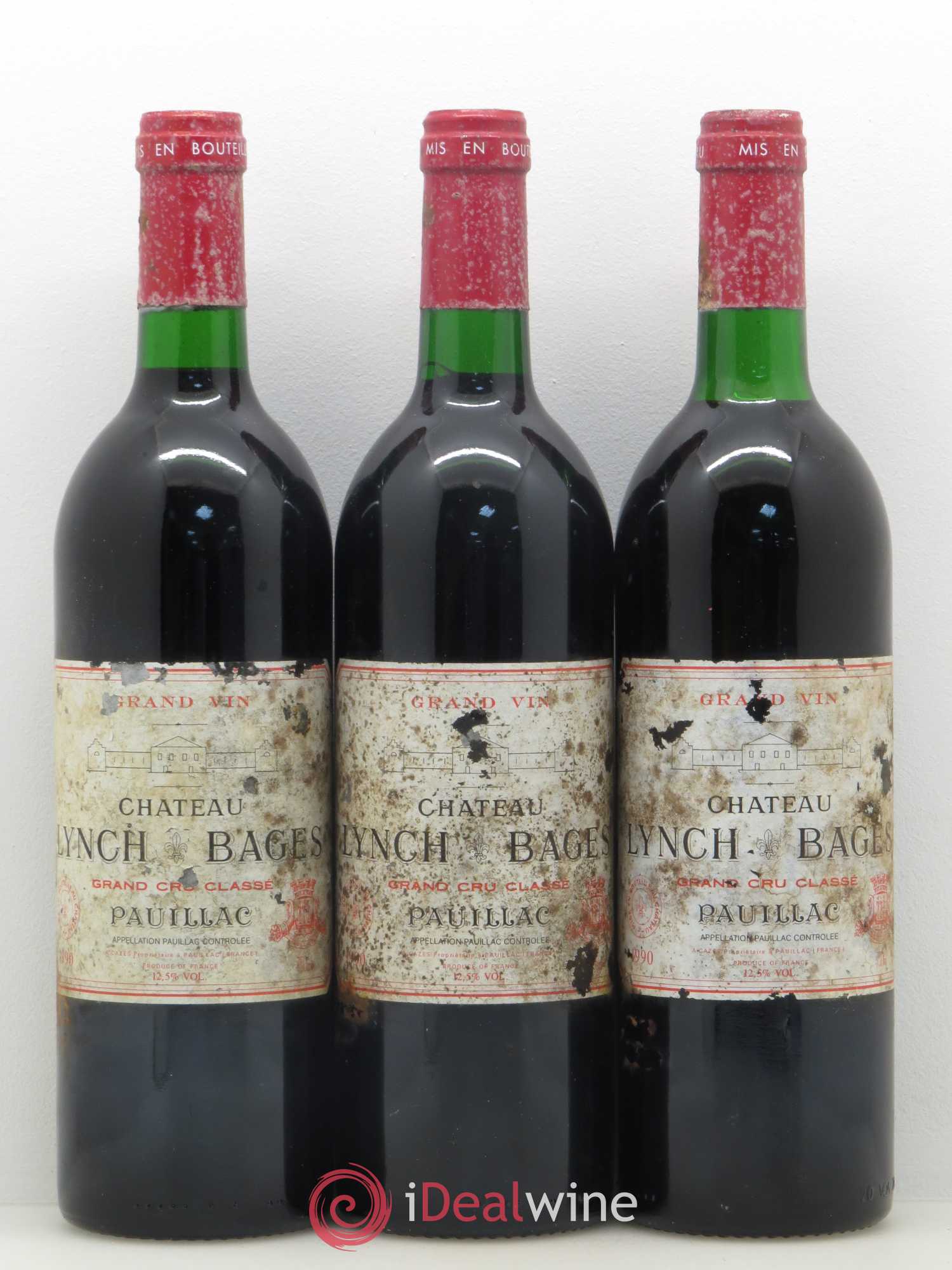 Château Lynch Bages 5ème Grand Cru Classé 1990 - Lot de 3 bouteilles - 0