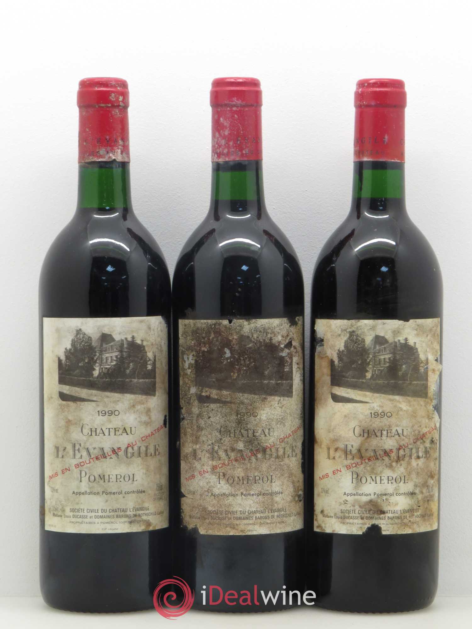 Château l' Évangile 1990 - Lot de 3 bouteilles - 0