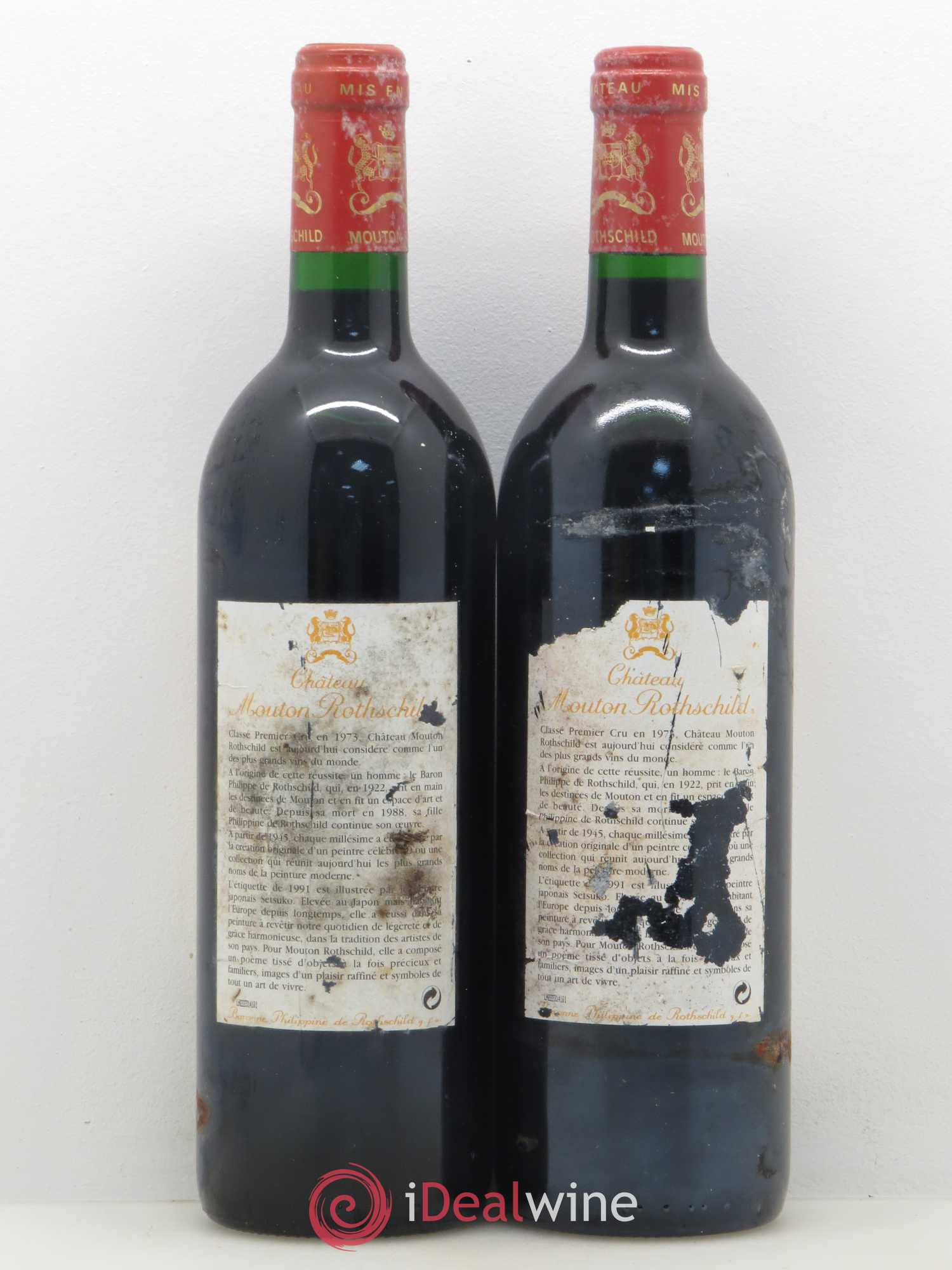Château Mouton Rothschild 1er Grand Cru Classé 1991 - Lot de 2 bouteilles - 1
