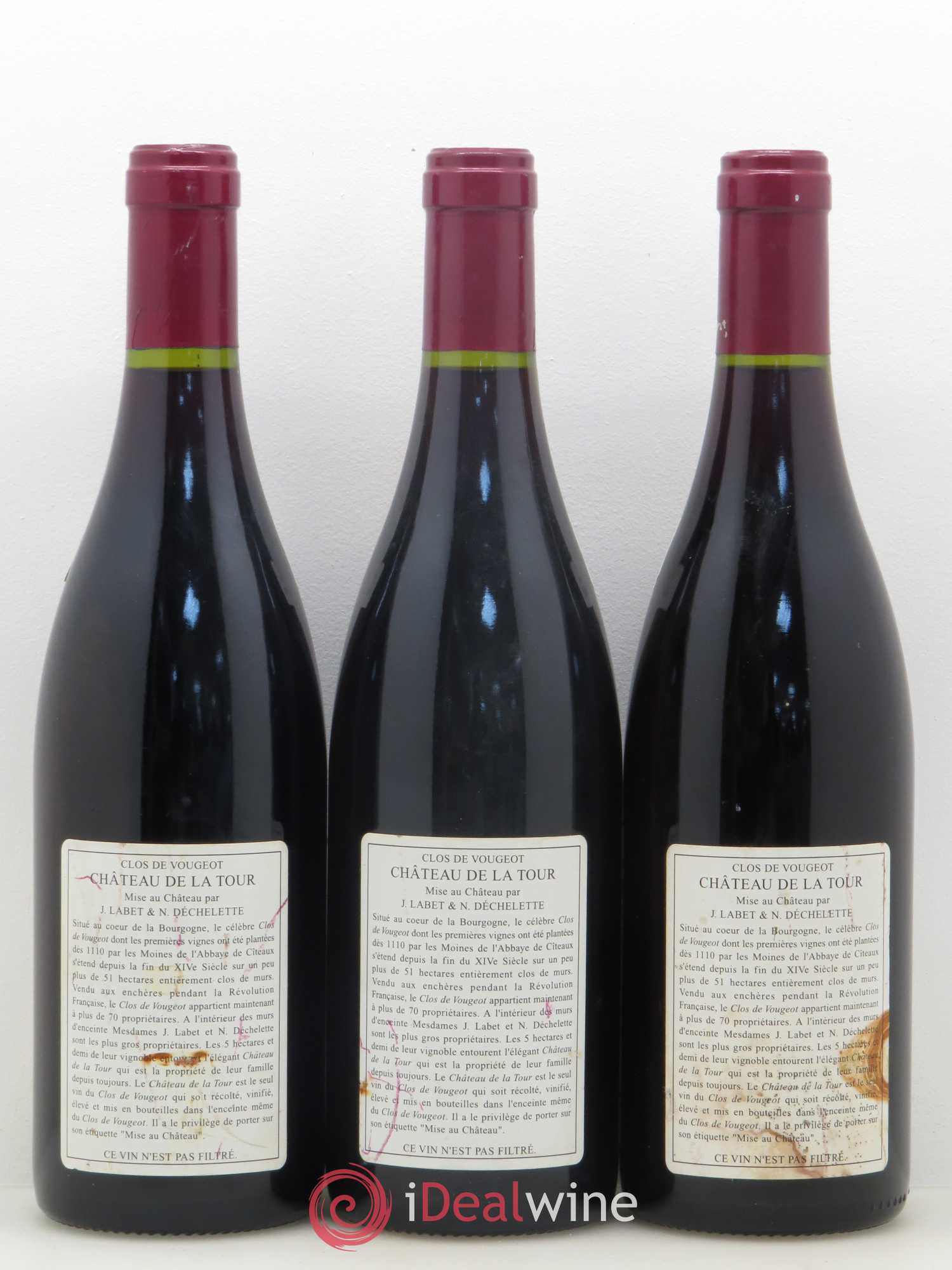 Clos de Vougeot Grand Cru Vieilles Vignes Château de La Tour 1999 - Lot de 3 bouteilles - 1