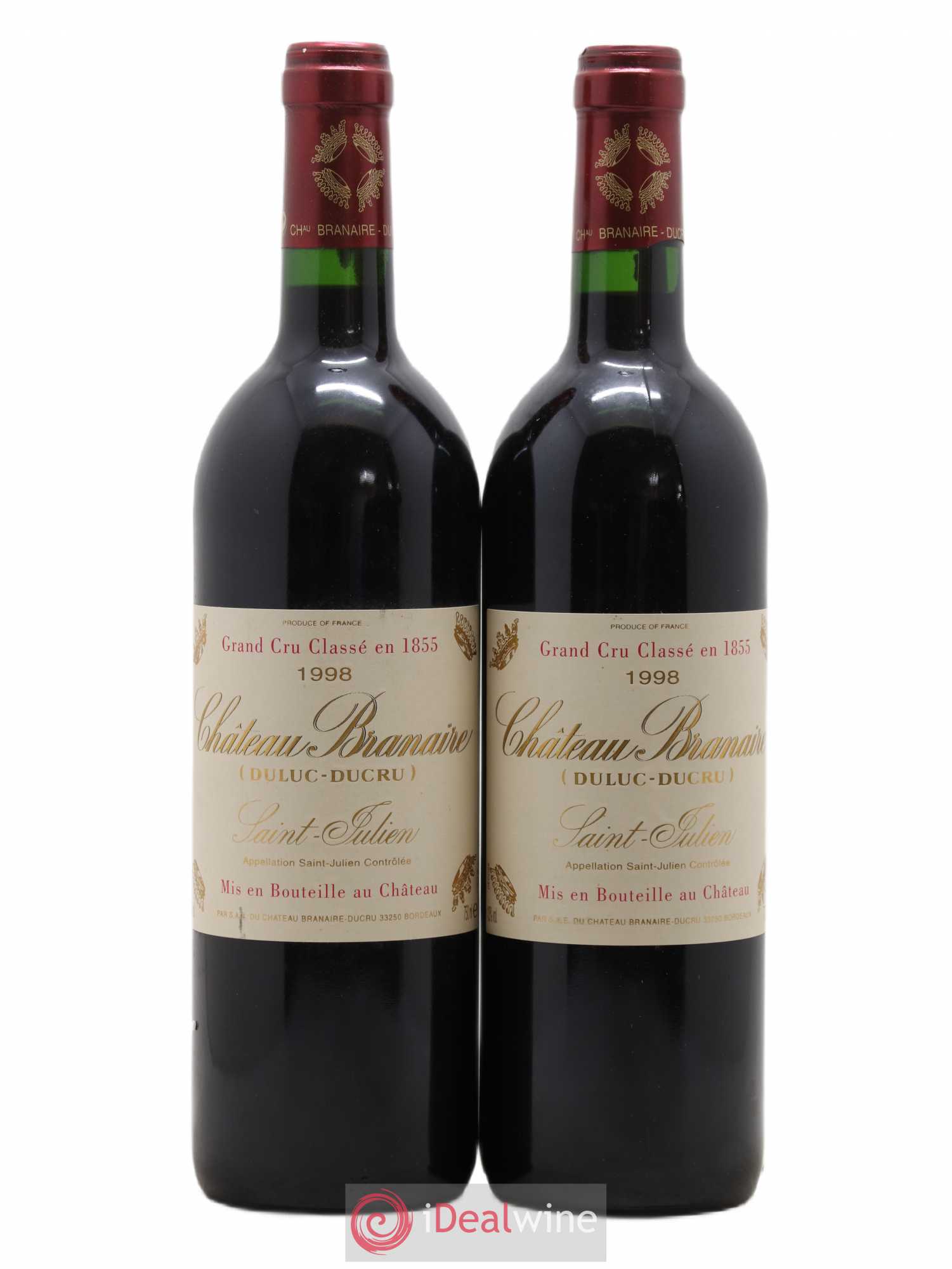 Château Branaire Ducru 4ème Grand Cru Classé 1998 - Lot de 2 bouteilles - 0