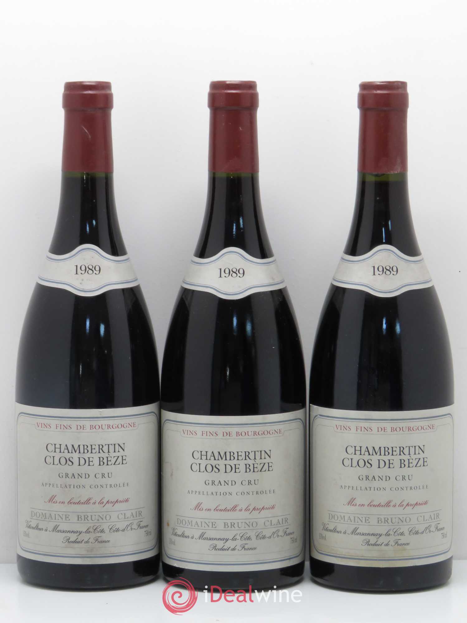 Chambertin Clos de Bèze Grand Cru Bruno Clair (Domaine) 1989 - Lot de 3 bouteilles - 0