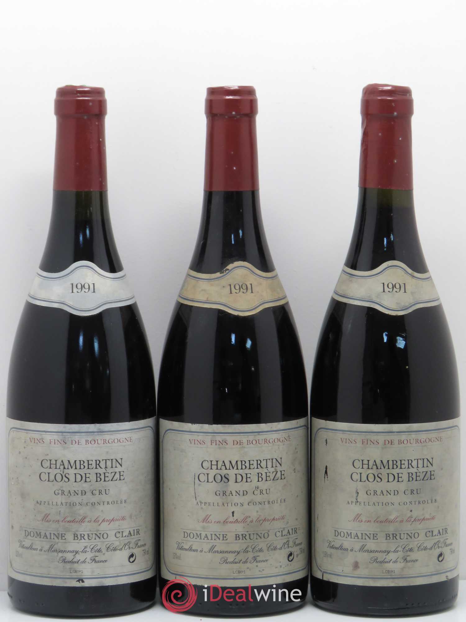 Chambertin Clos de Bèze Grand Cru Bruno Clair (Domaine) 1991 - Lot de 3 bouteilles - 0