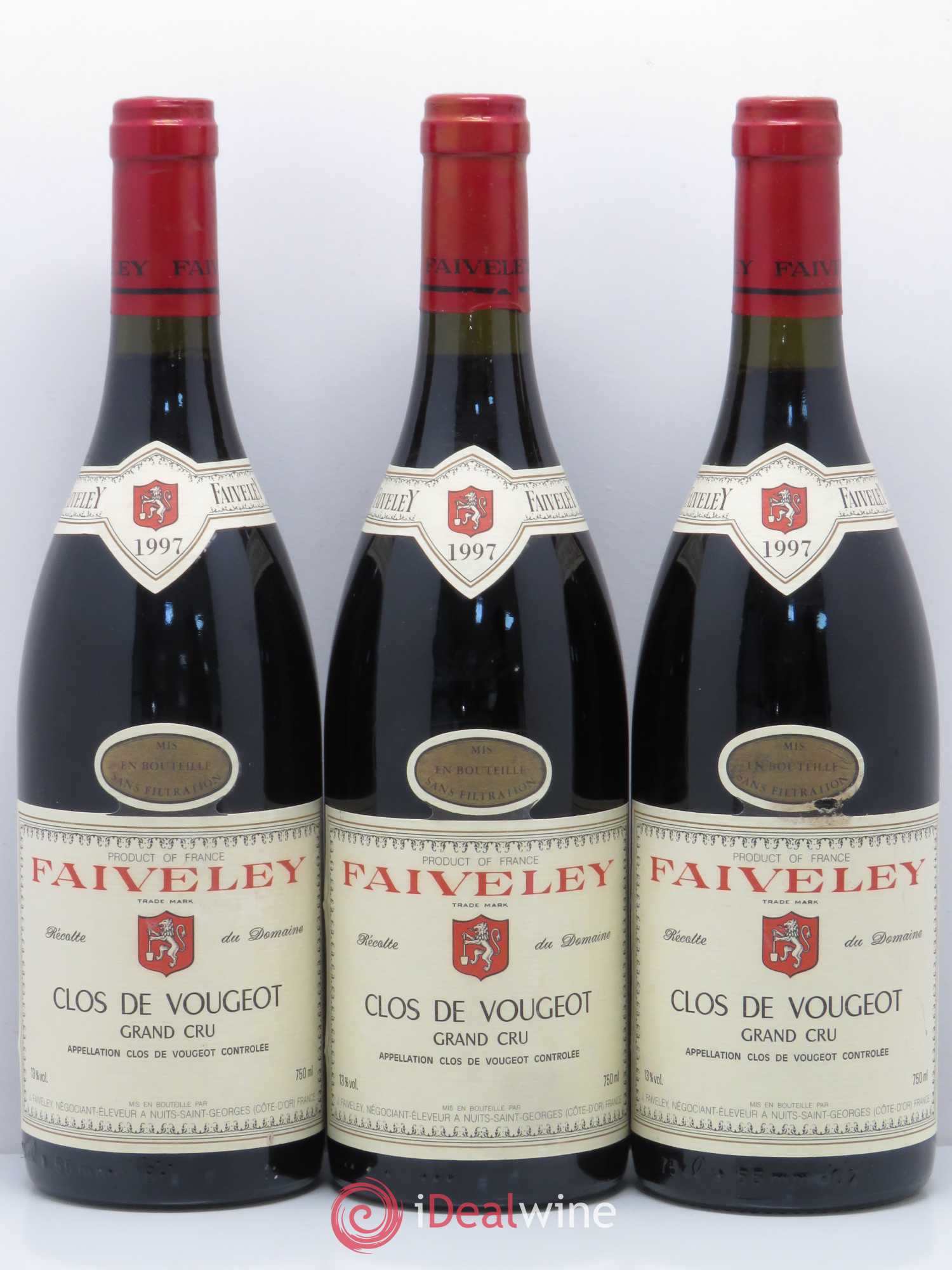 Clos de Vougeot Grand Cru Faiveley 1997 - Lot de 3 bouteilles - 0