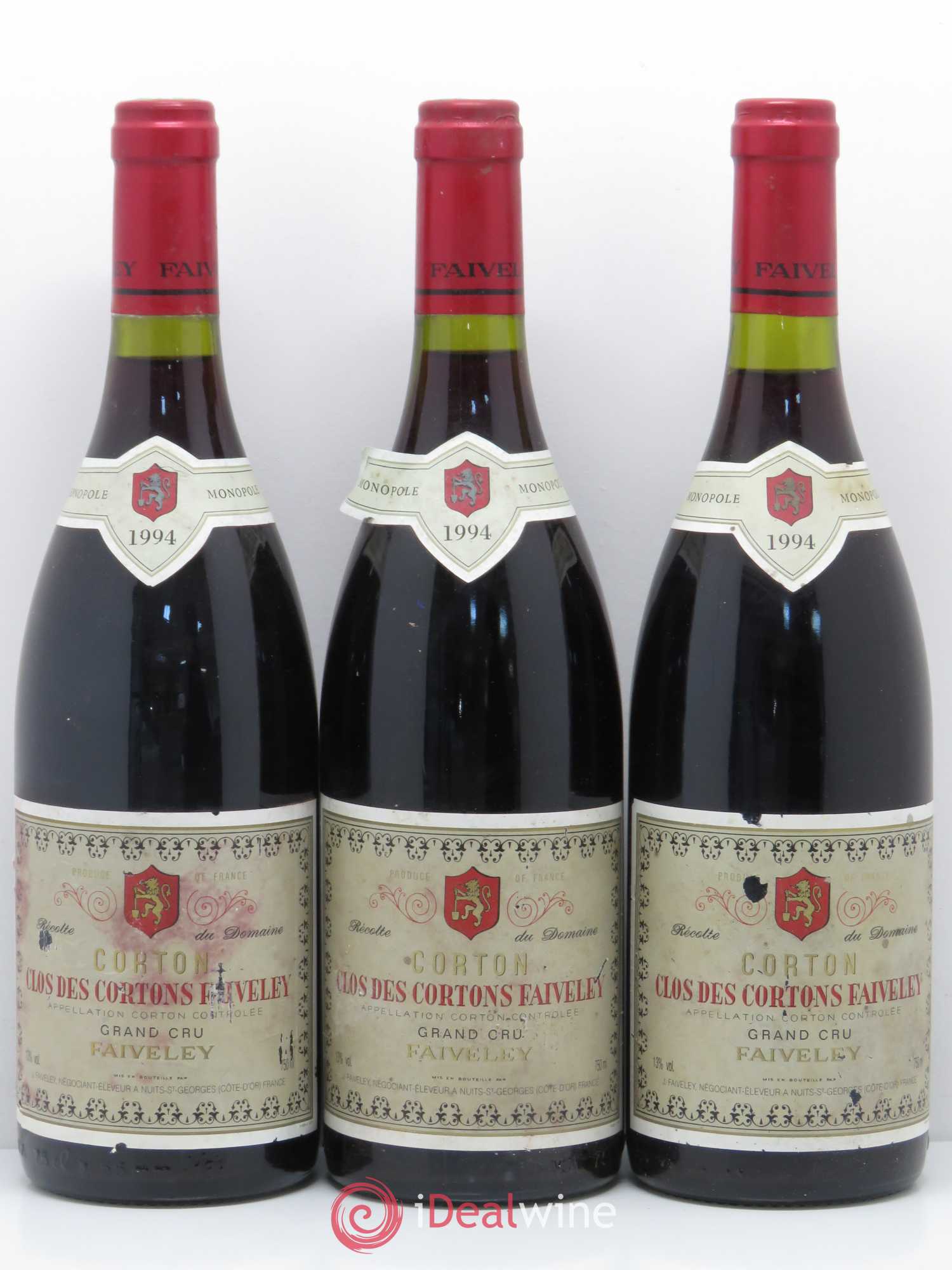 Corton Grand Cru Clos des Cortons Faiveley 1994 - Lot de 3 bouteilles - 0