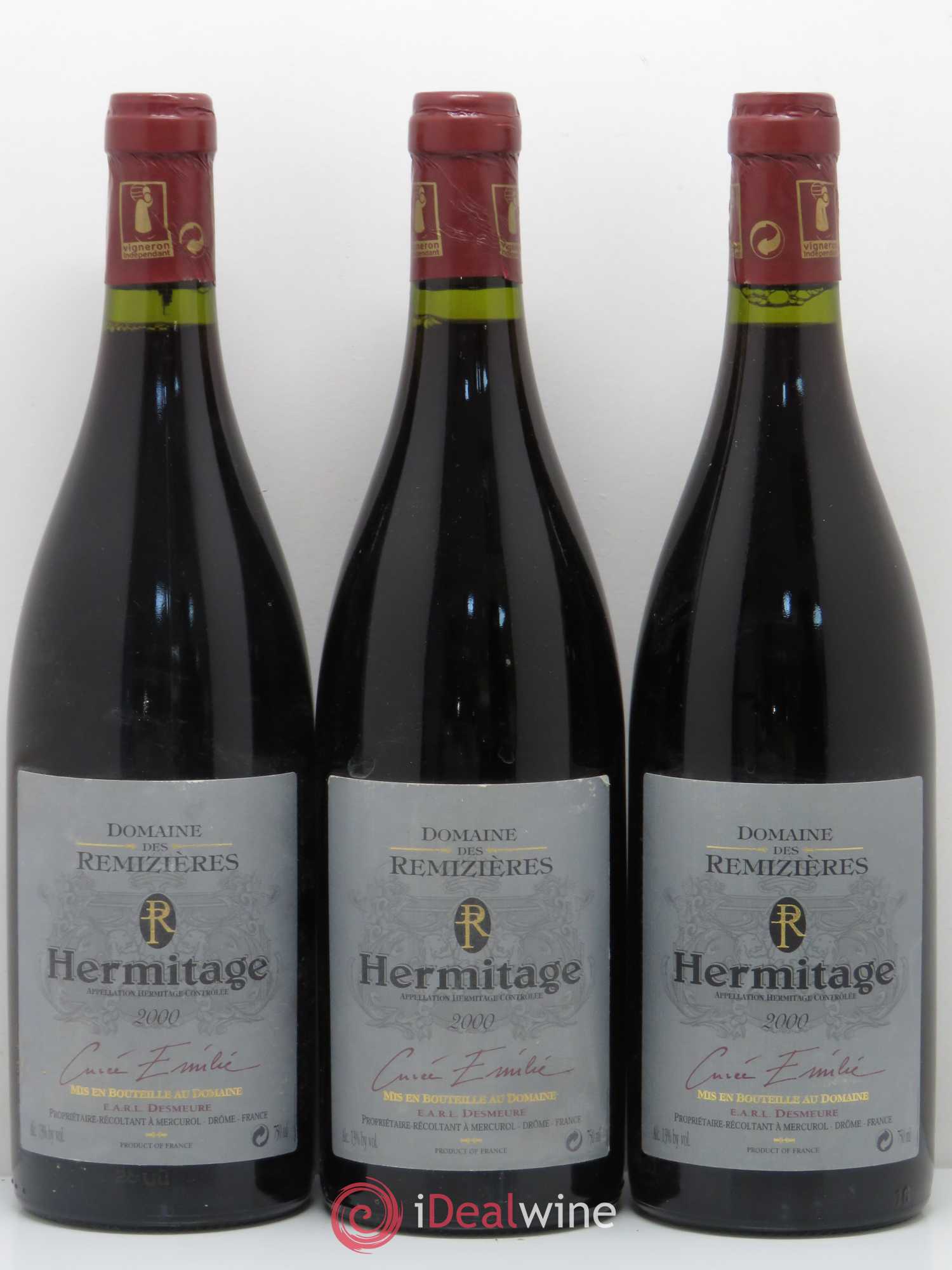 Hermitage Cuvée Emilie Rémizières (Domaine des) 2000 - Lot de 3 bouteilles - 0