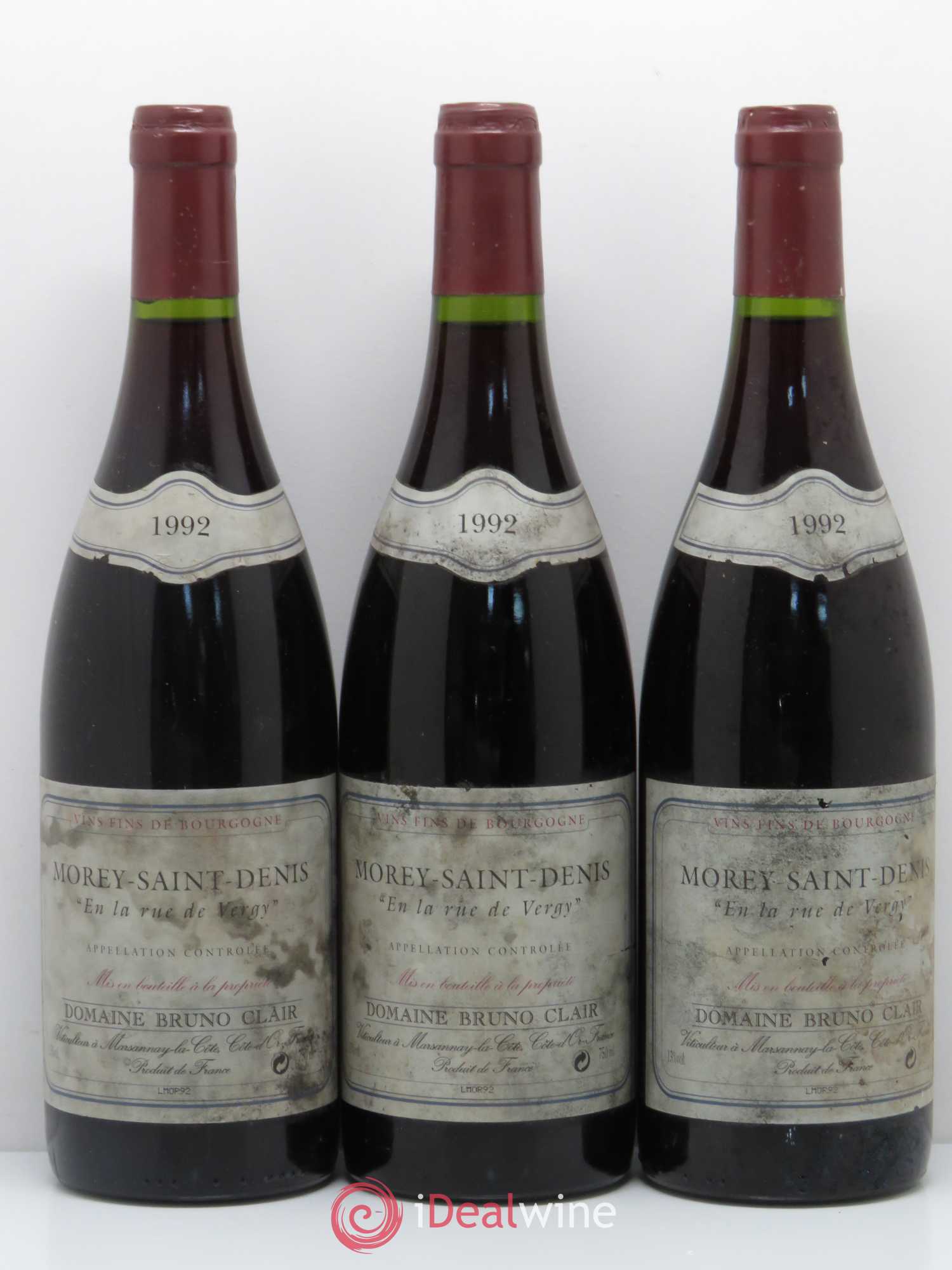 Morey-Saint-Denis En la Rue de Vergy Bruno Clair (Domaine) 1992 - Lot de 3 bouteilles - 0
