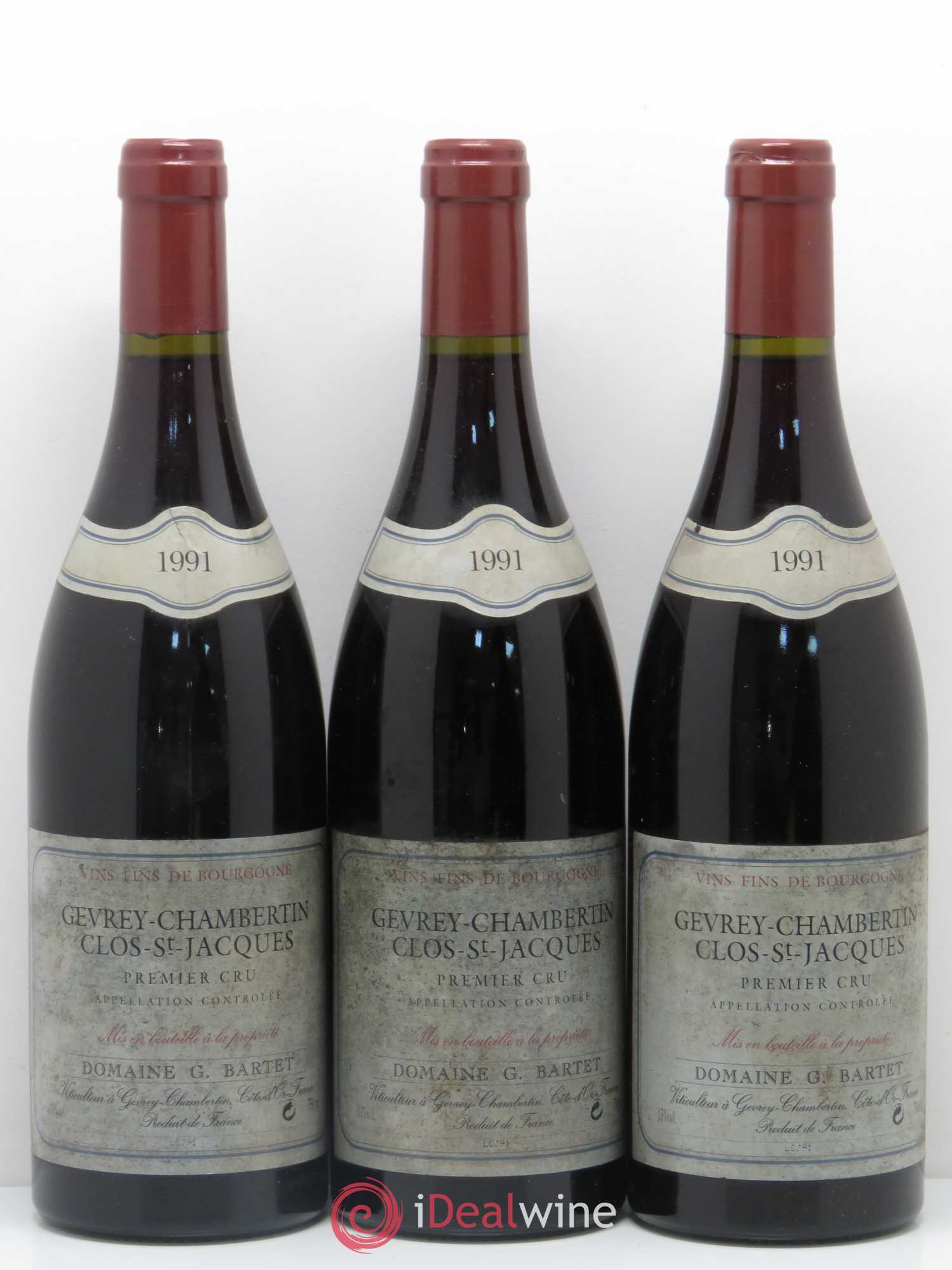Gevrey-Chambertin 1er Cru Clos Saint Jacques Domaine Bartet 1991 - Lot de 3 bouteilles - 0