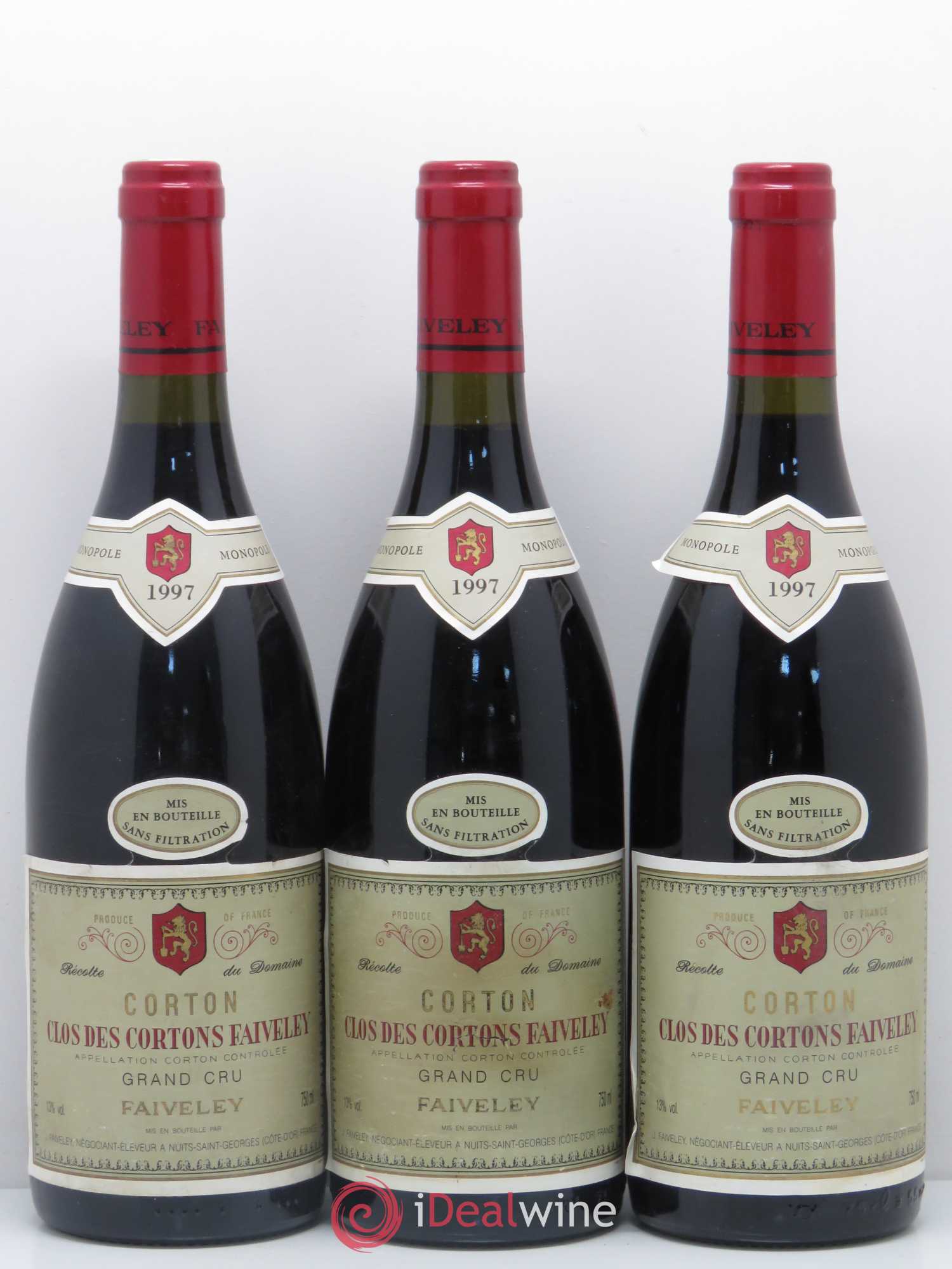 Corton Grand Cru Clos des Cortons Faiveley 1997 - Lot de 3 bouteilles - 0