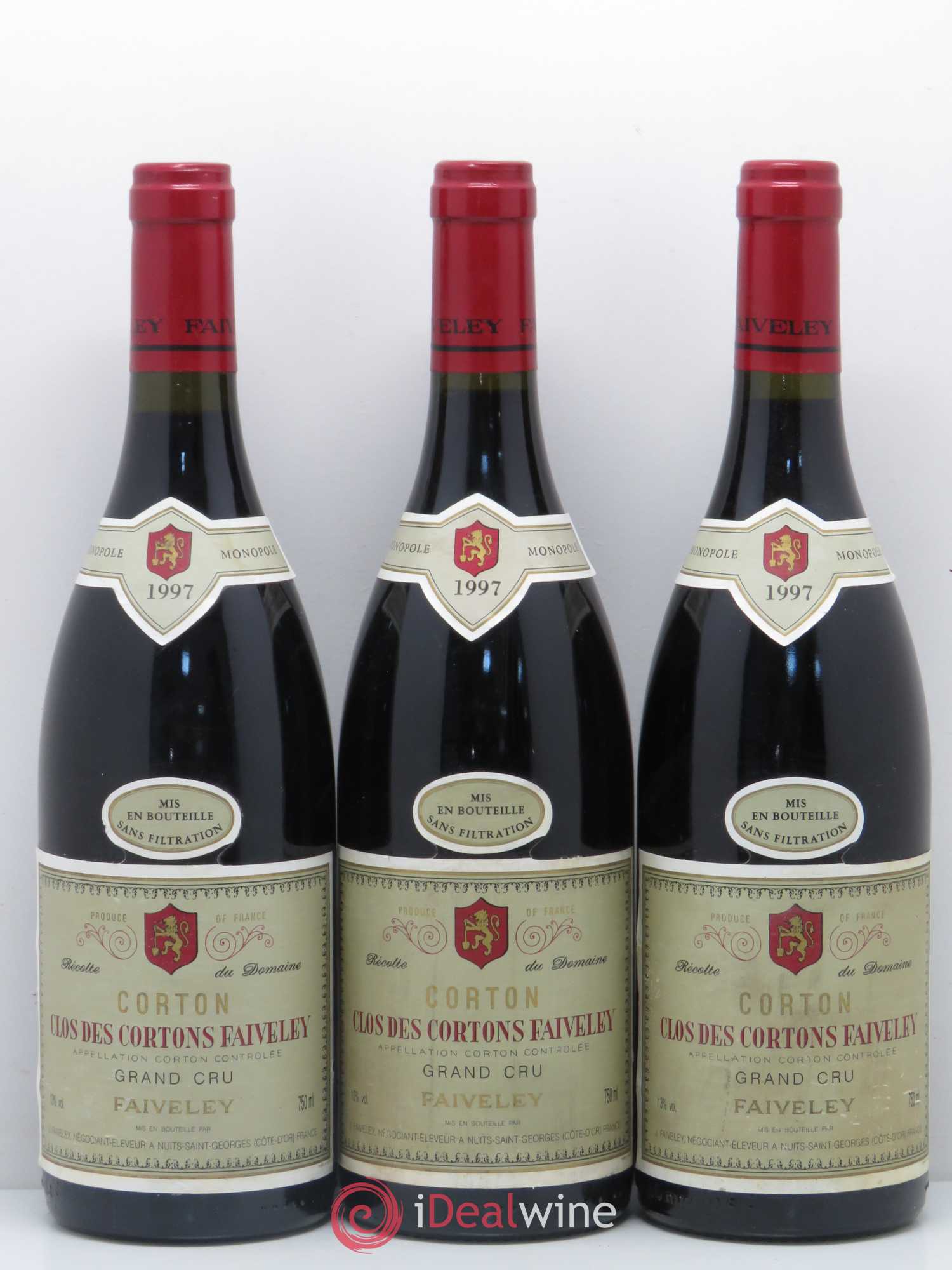 Corton Grand Cru Clos des Cortons Faiveley 1997 - Lot de 3 bouteilles - 0