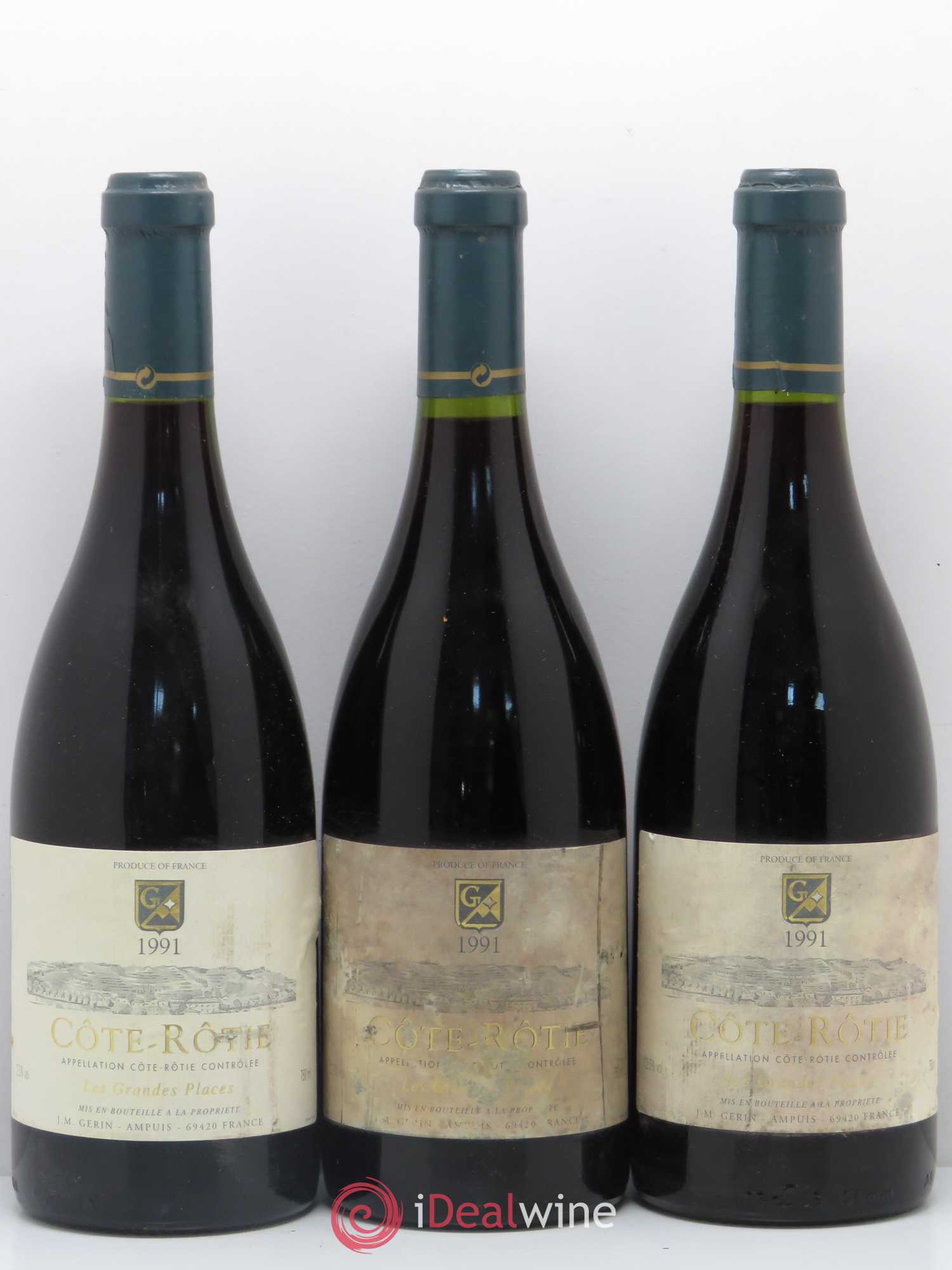 Côte-Rôtie Les Grandes Places Jean-Michel Gerin 1991 - Lot de 3 bouteilles - 0