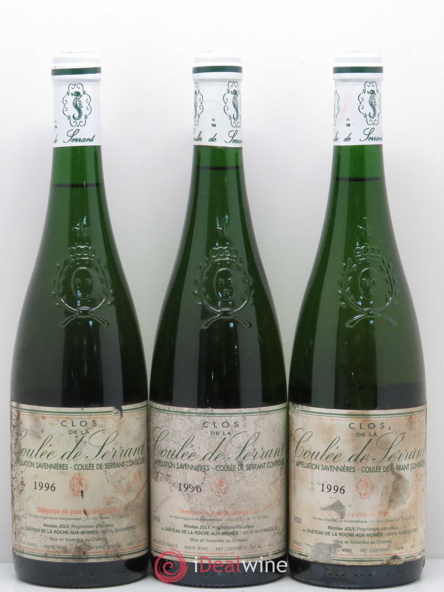 Savennières Clos de la Coulée de Serrant Tries du Grand Clos 1996 - Lotto di 3 bottiglie - 0