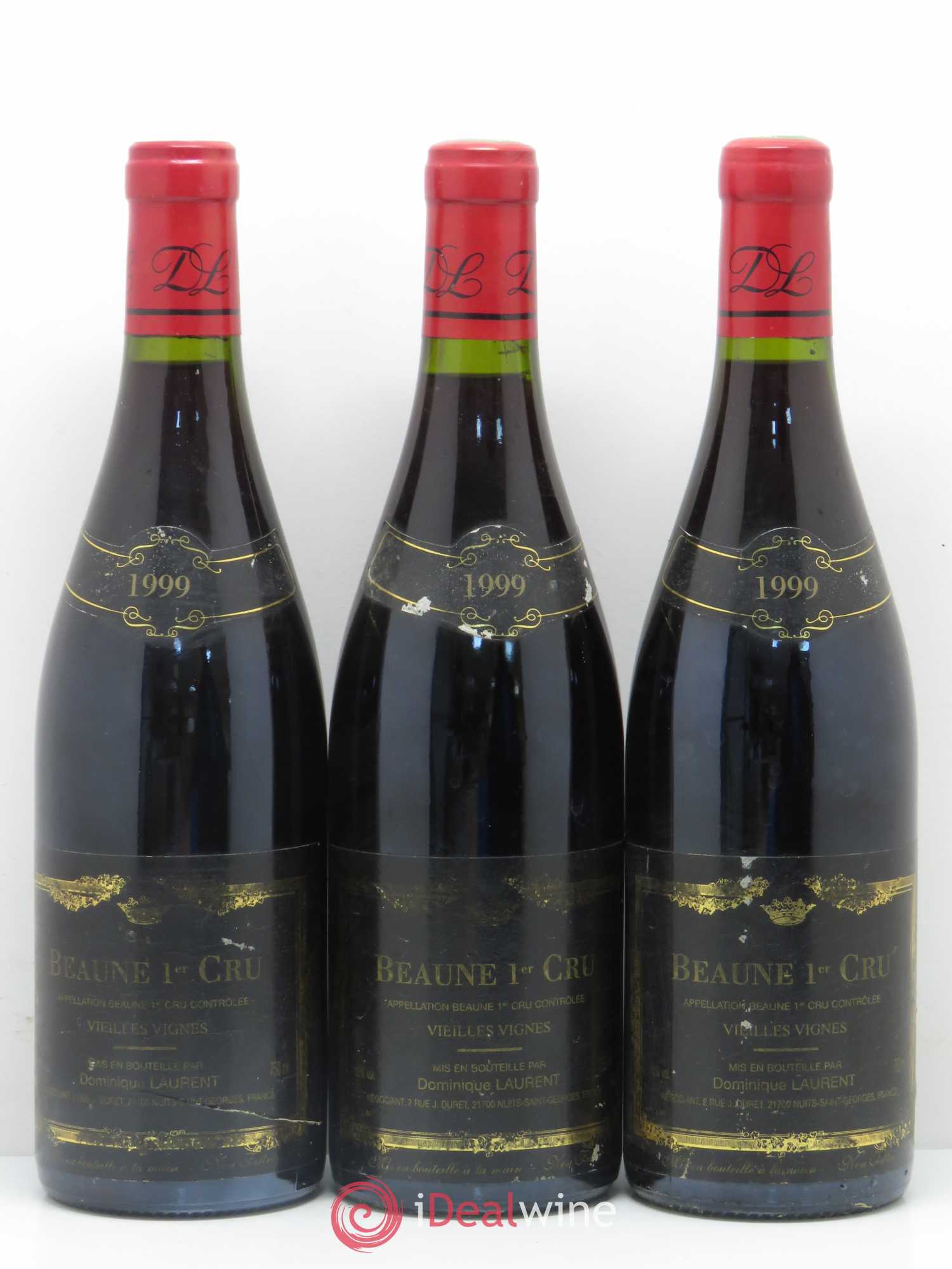 Beaune 1er Cru Vieilles Vignes Dominique Laurent 1999 - Lot de 3 bouteilles - 0