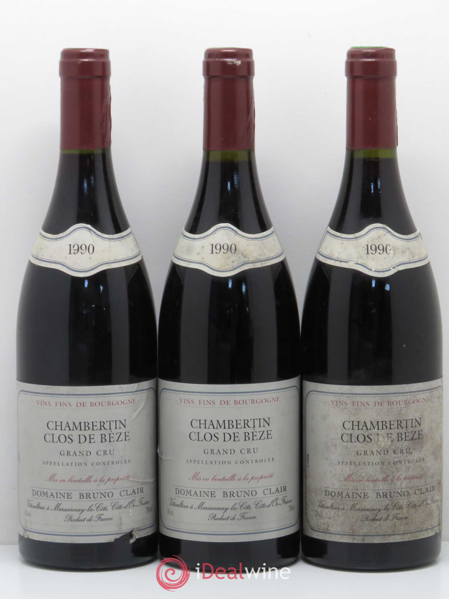 Chambertin Clos de Bèze Grand Cru Bruno Clair (Domaine) 1990 - Lot de 3 bouteilles - 0