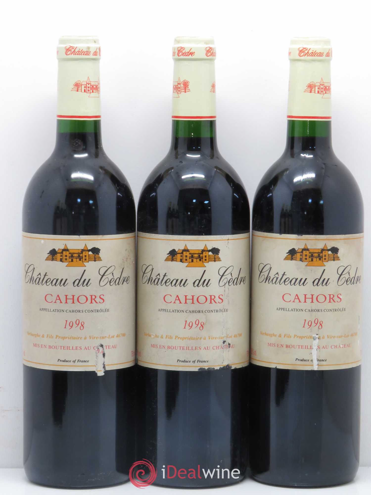 Cahors Château du Cèdre Pascal et Jean-Marc Verhaeghe 1998 - Lot de 6 bouteilles - 1