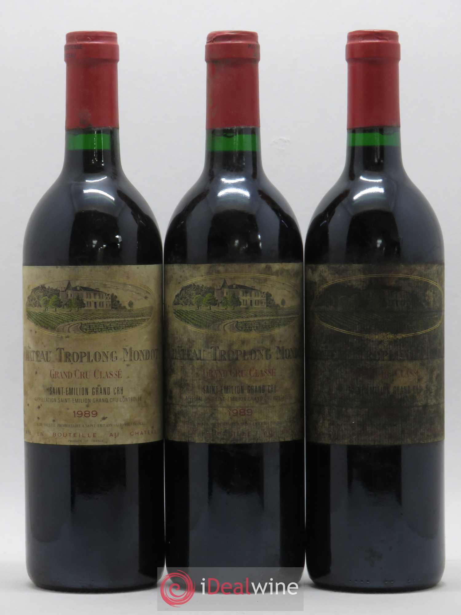 Château Troplong Mondot 1er Grand Cru Classé B 1989 - Lot de 3 bouteilles - 0