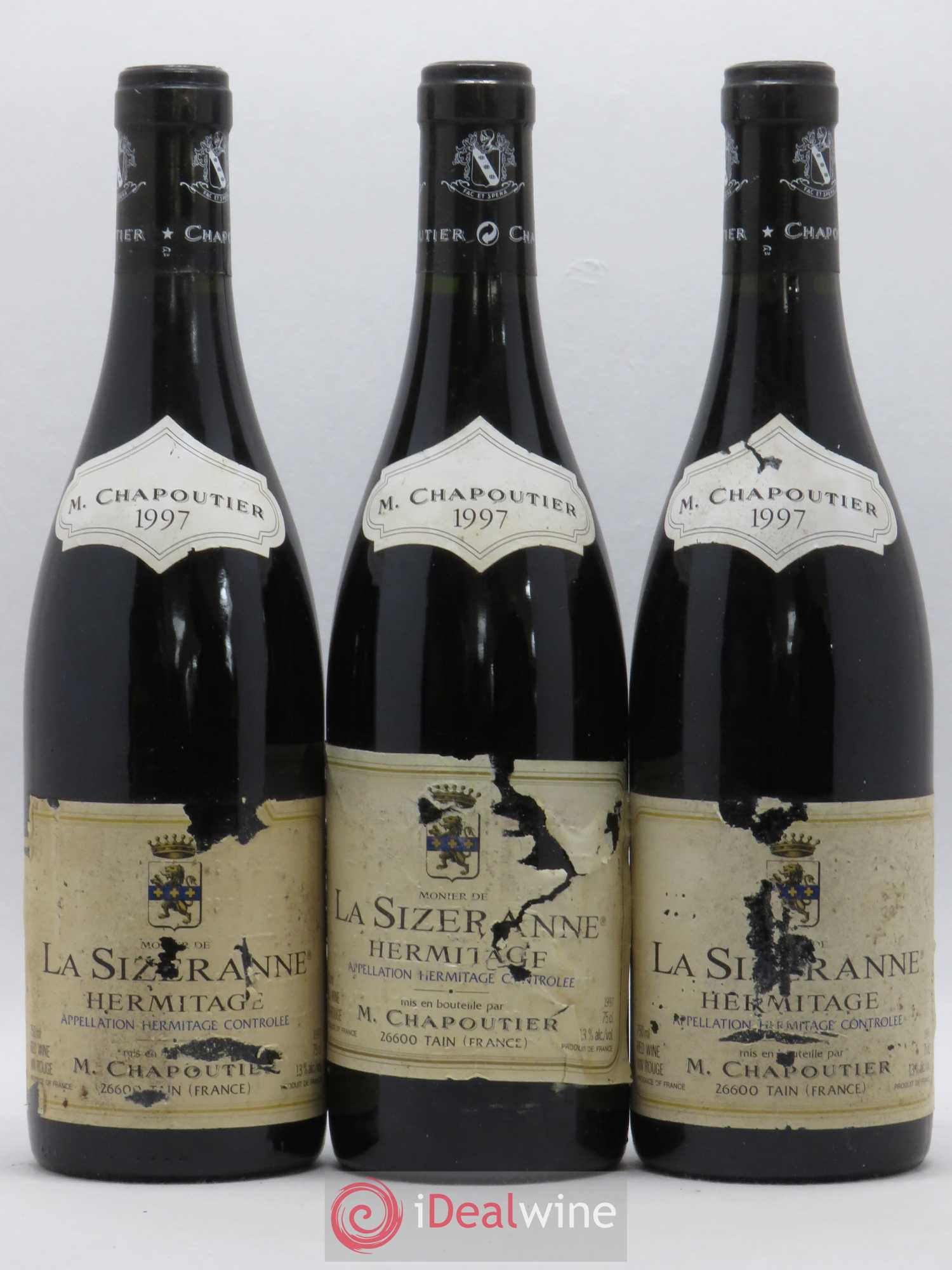 Hermitage Monier de La Sizeranne Chapoutier 1997 - Lot de 3 bouteilles - 0