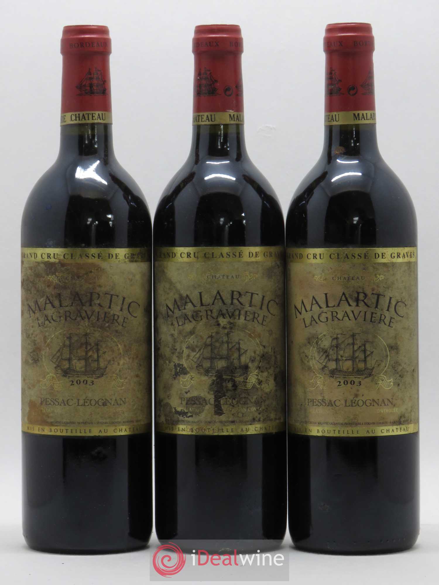 Château Malartic-Lagravière Cru Classé de Graves 2003 - Lot de 3 bouteilles - 0