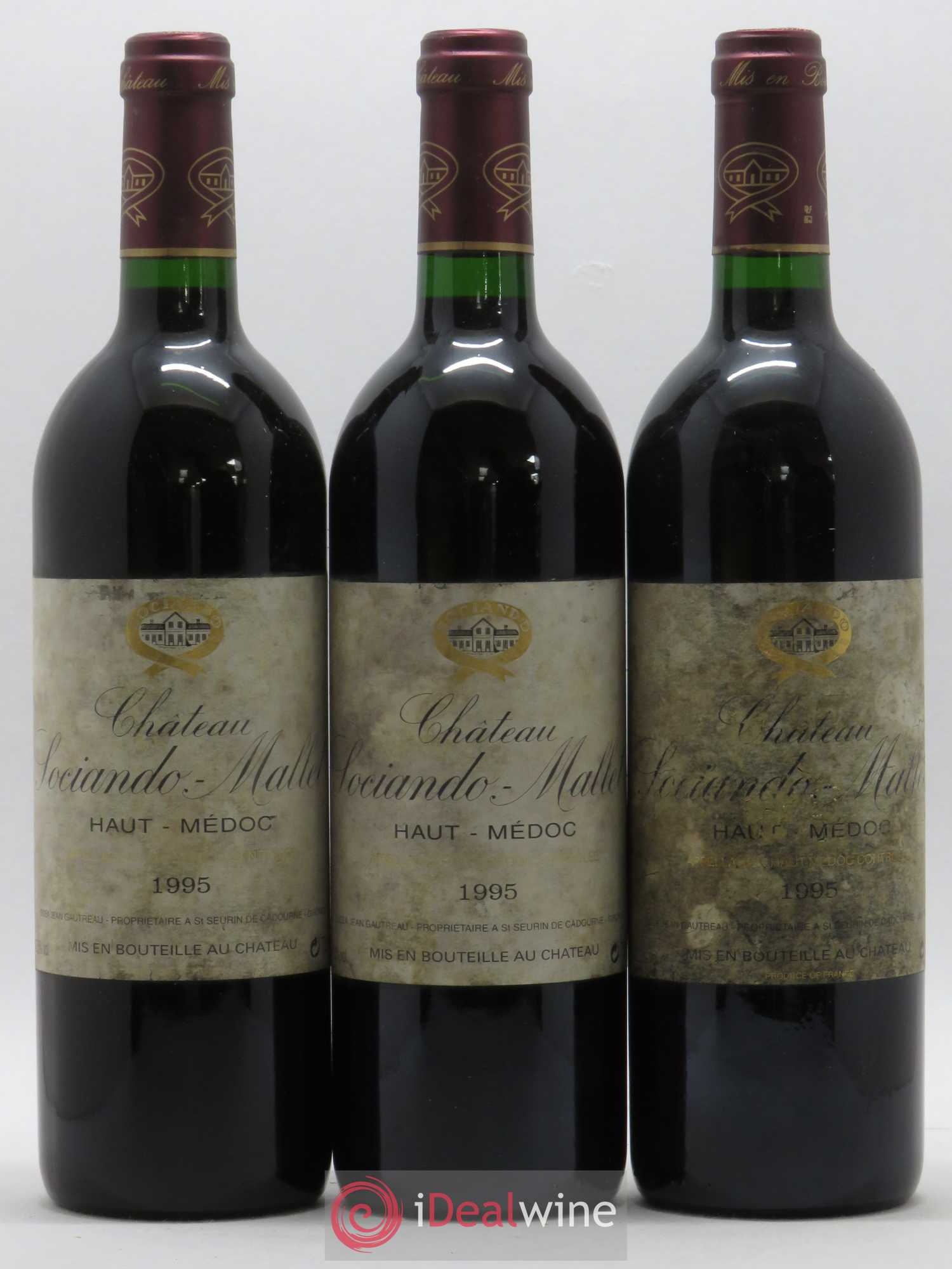 Château Sociando Mallet 1995 - Lot de 3 bouteilles - 0