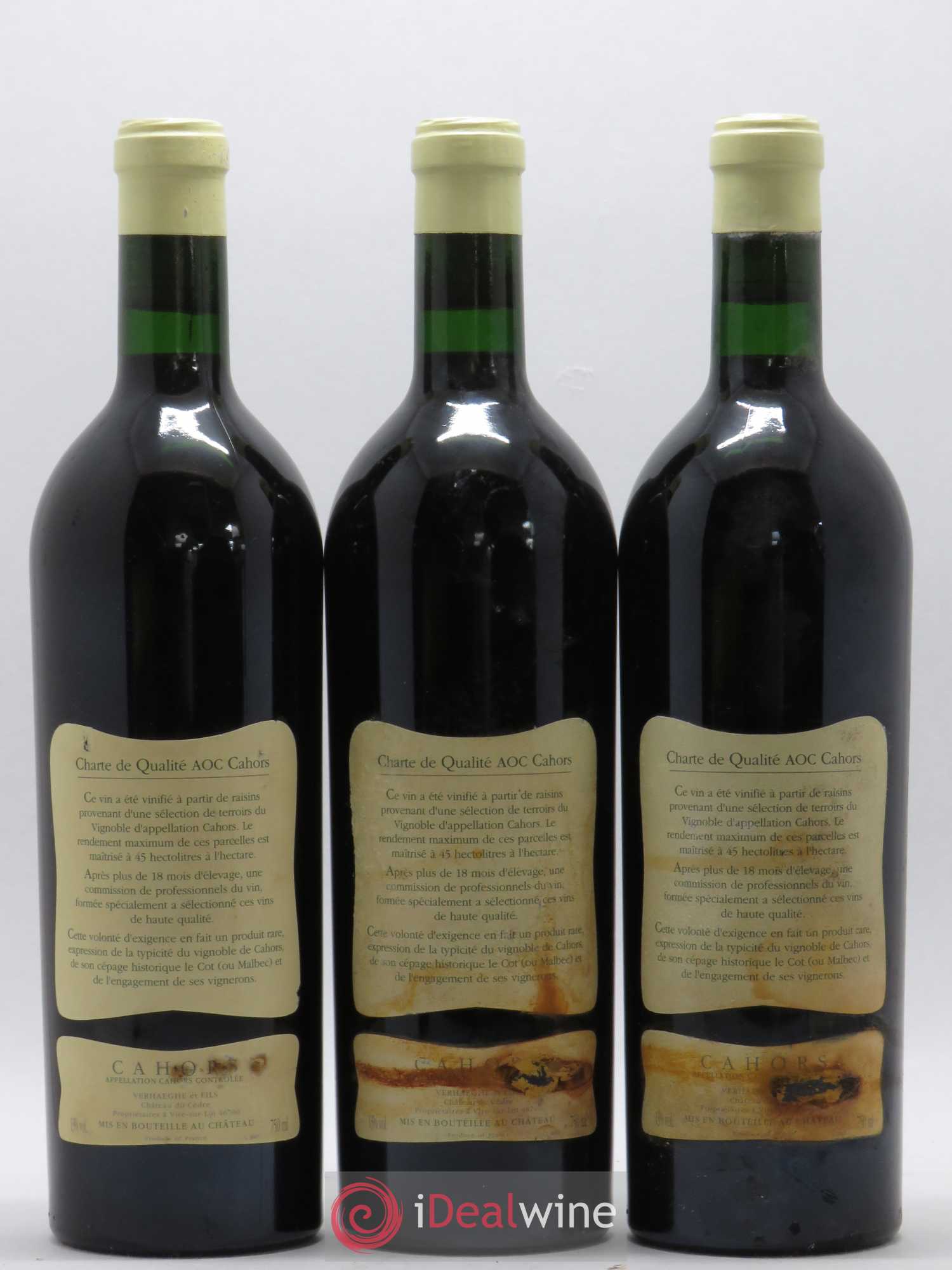 Cahors Château du Cèdre Cuvée Le Cèdre Pascal et Jean-Marc Verhaeghe 1999 - Lot de 6 bouteilles - 2