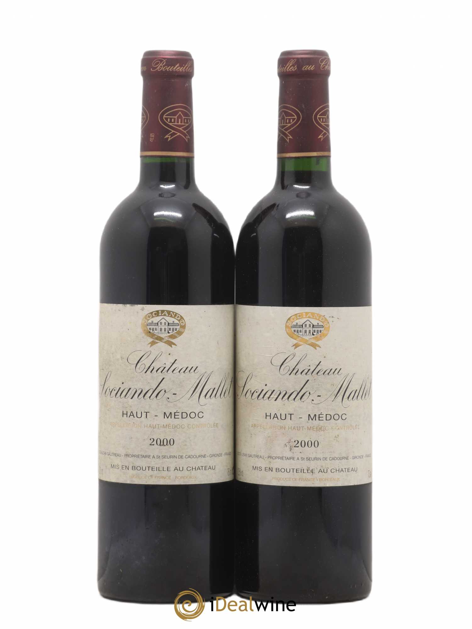 Château Sociando Mallet 2000 - Lot de 2 bouteilles - 0