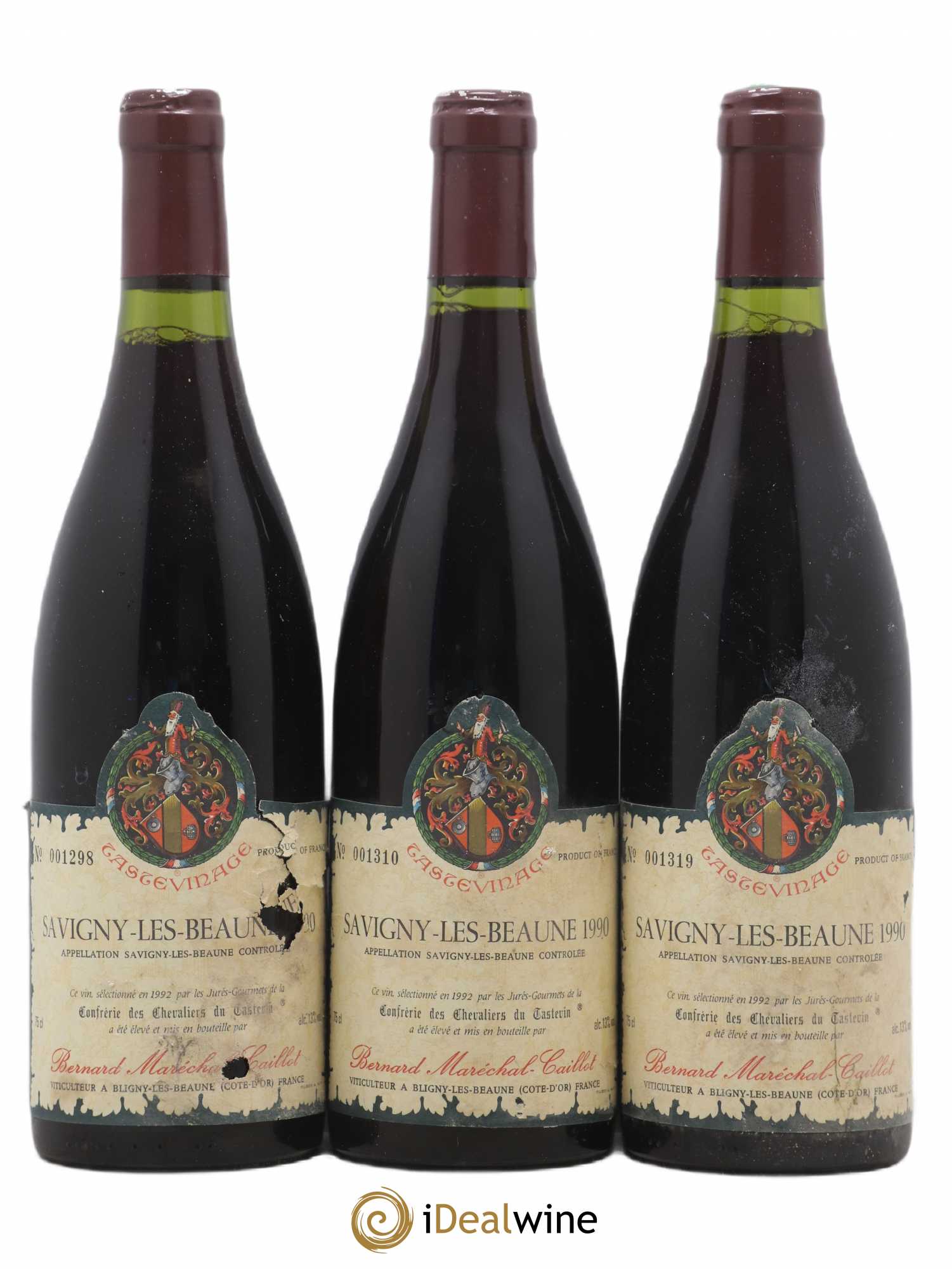 Savigny-lès-Beaune Tastevine Bernard Marechal Caillot 1990 - Posten von 3 Flaschen - 0