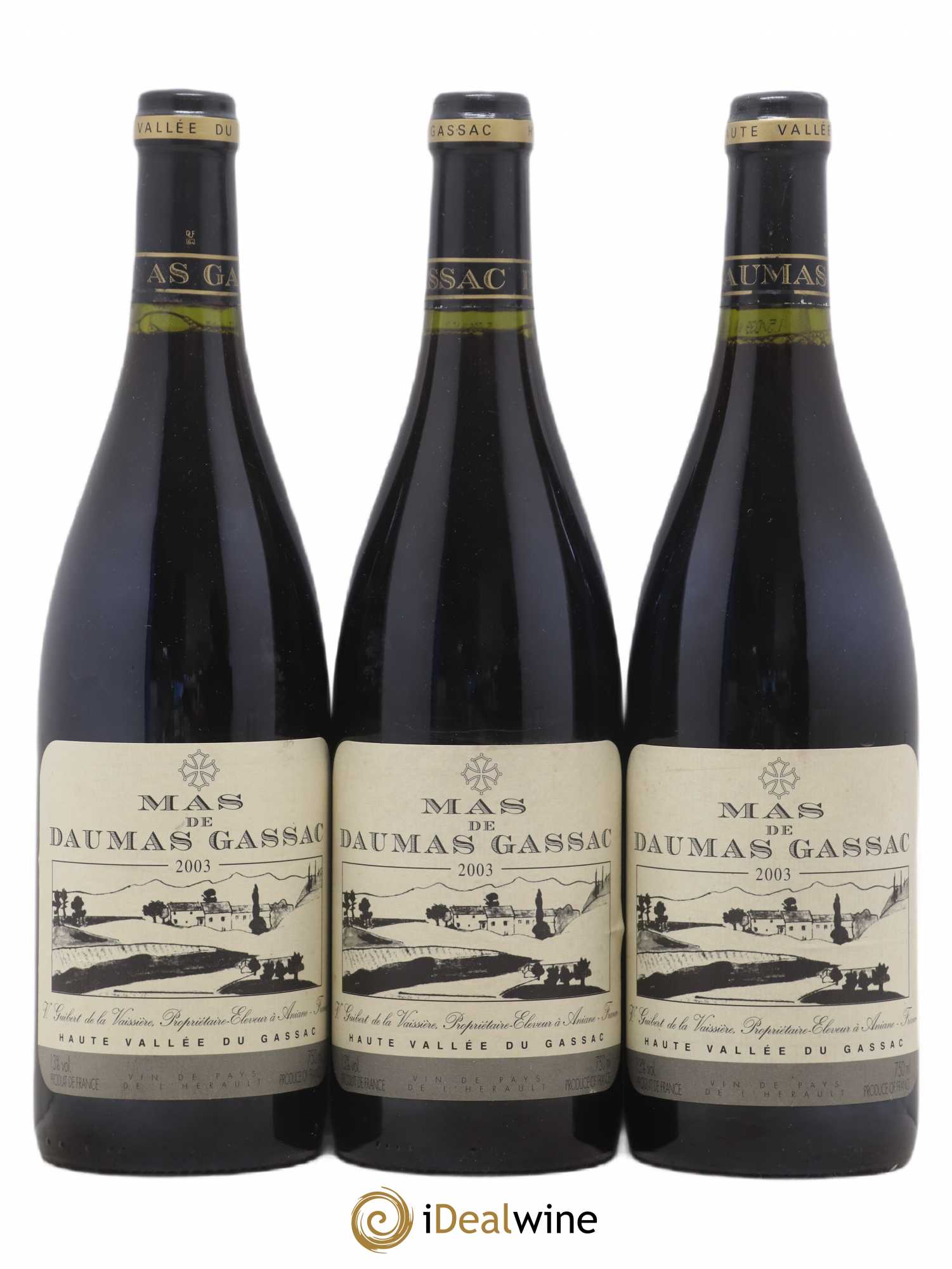 Saint-Guilhem-le-Désert - Cité d'Aniane Mas Daumas Gassac Famille Guibert de La Vaissière 2003 - Lot de 3 bouteilles - 0
