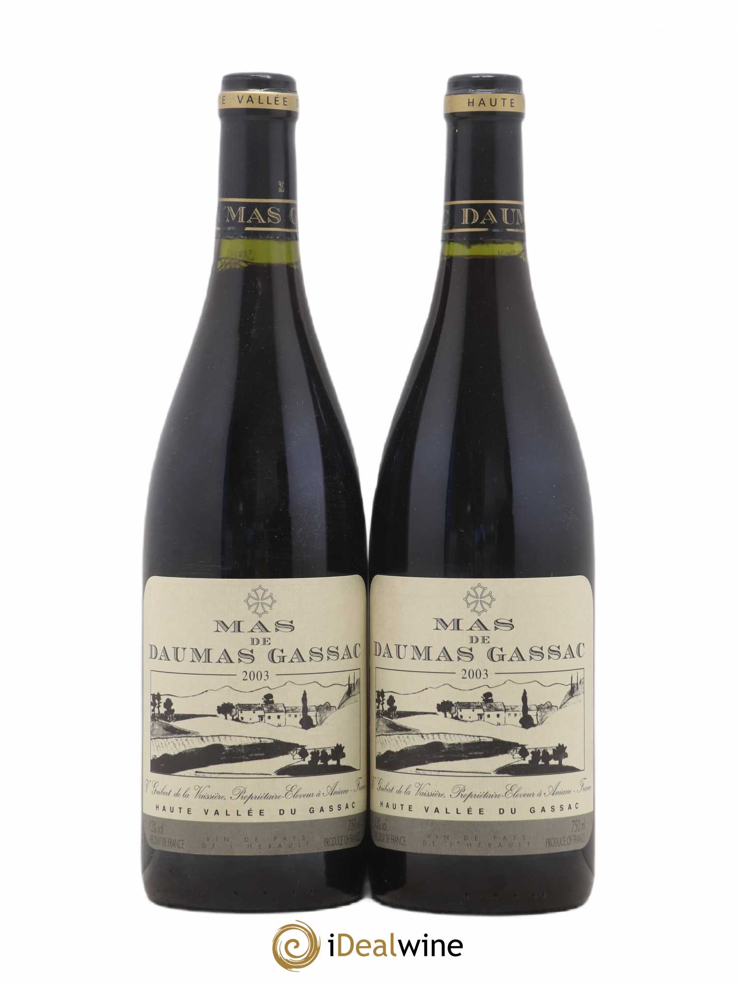 Saint-Guilhem-le-Désert - Cité d'Aniane Mas Daumas Gassac Famille Guibert de La Vaissière 2003 - Lot de 2 bouteilles - 0