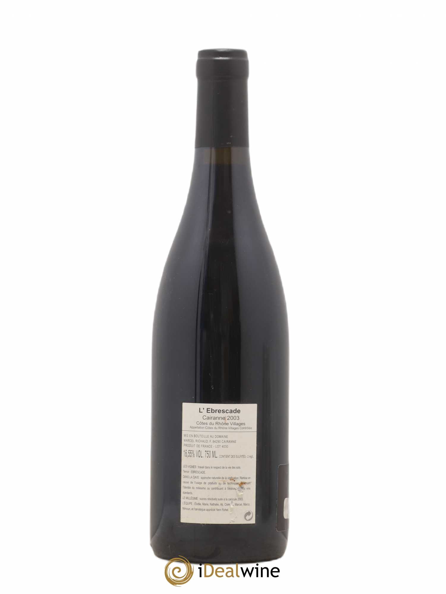 Cairanne Ebrescade Marcel Richaud 2003 - Lot de 1 bouteille - 1