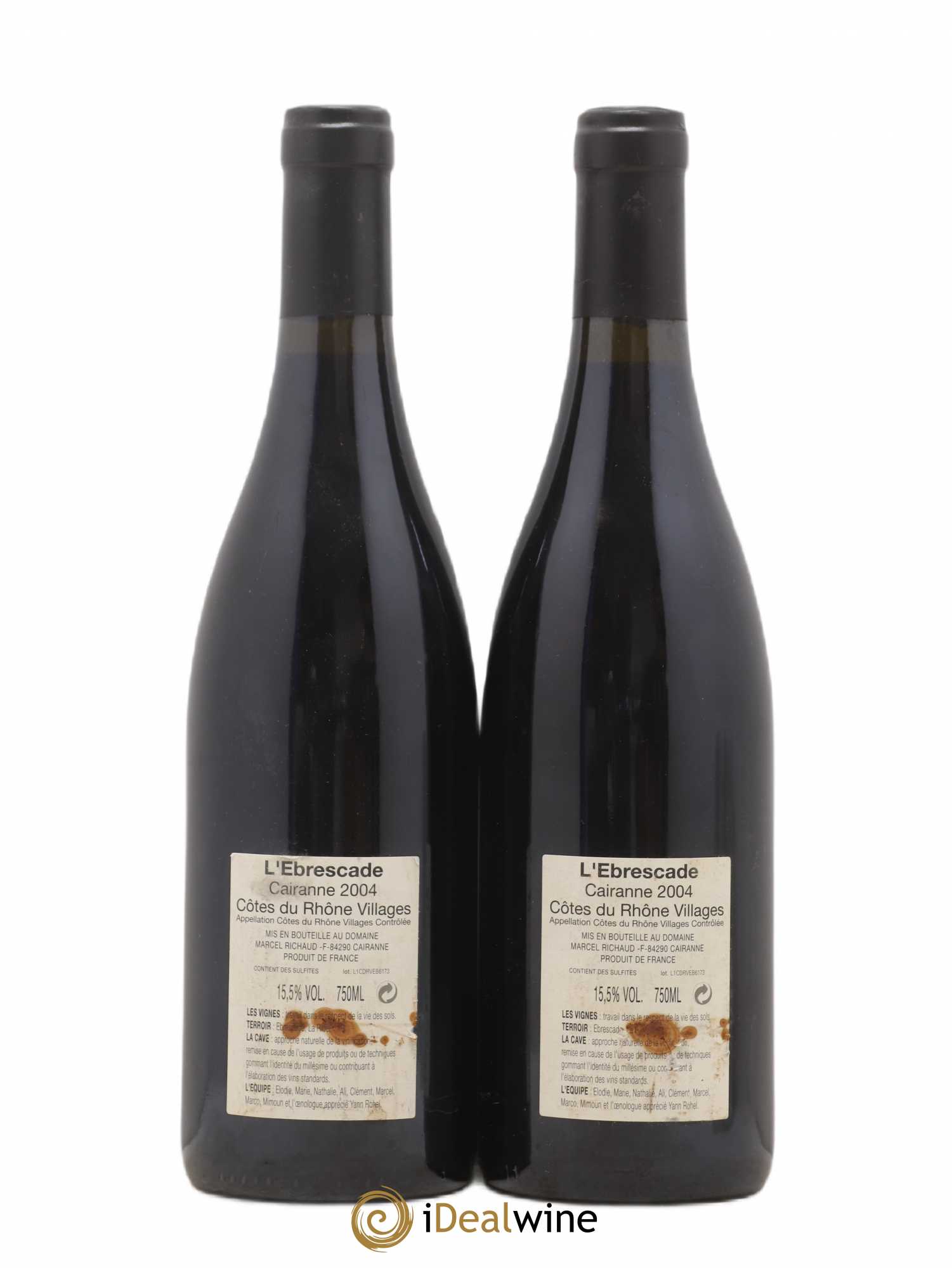 Cairanne Ebrescade Marcel Richaud 2004 - Lot de 2 bouteilles - 1