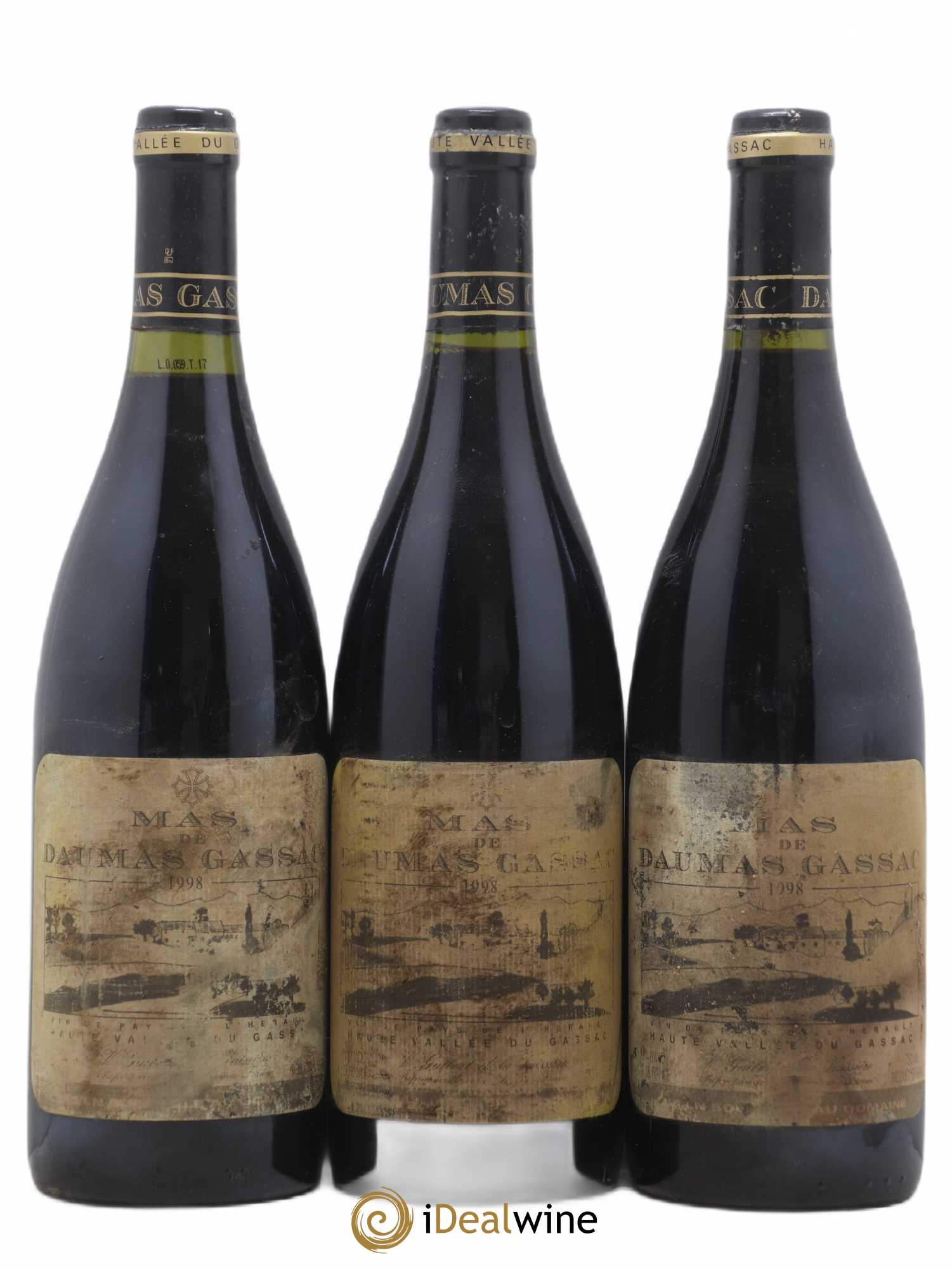 Saint-Guilhem-le-Désert - Cité d'Aniane Mas Daumas Gassac Famille Guibert de La Vaissière 1998 - Lot de 3 bouteilles - 0