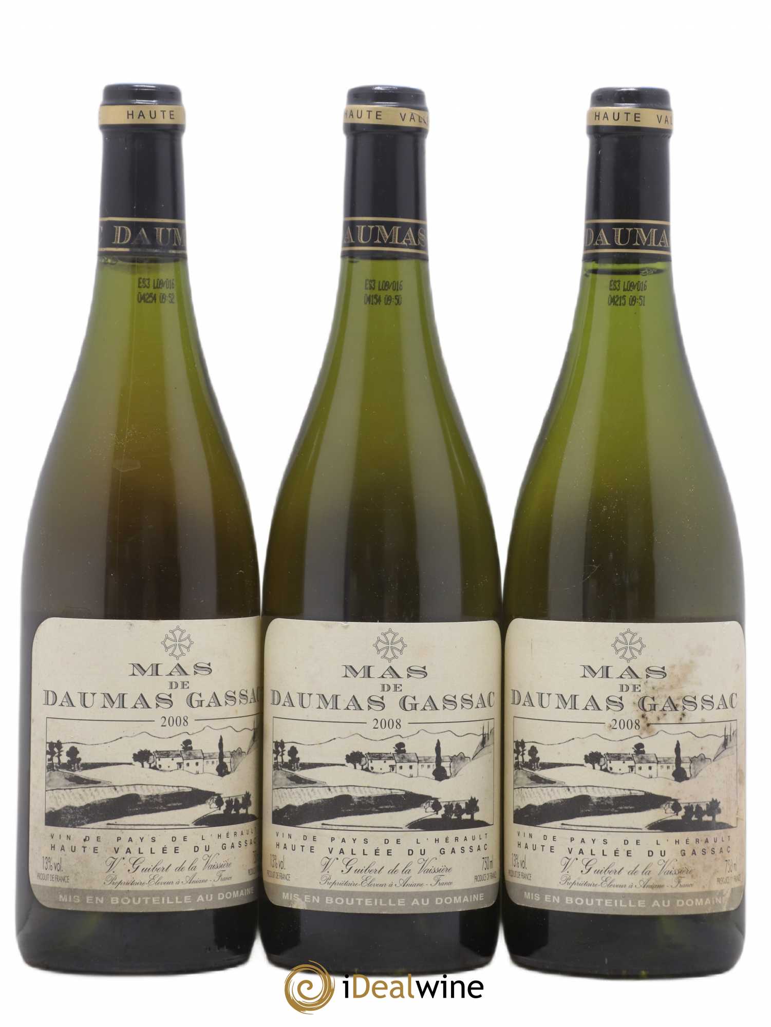 Saint-Guilhem-le-Désert - Cité d'Aniane Mas Daumas Gassac Famille Guibert de La Vaissière 2008 - Lot de 3 bouteilles - 0