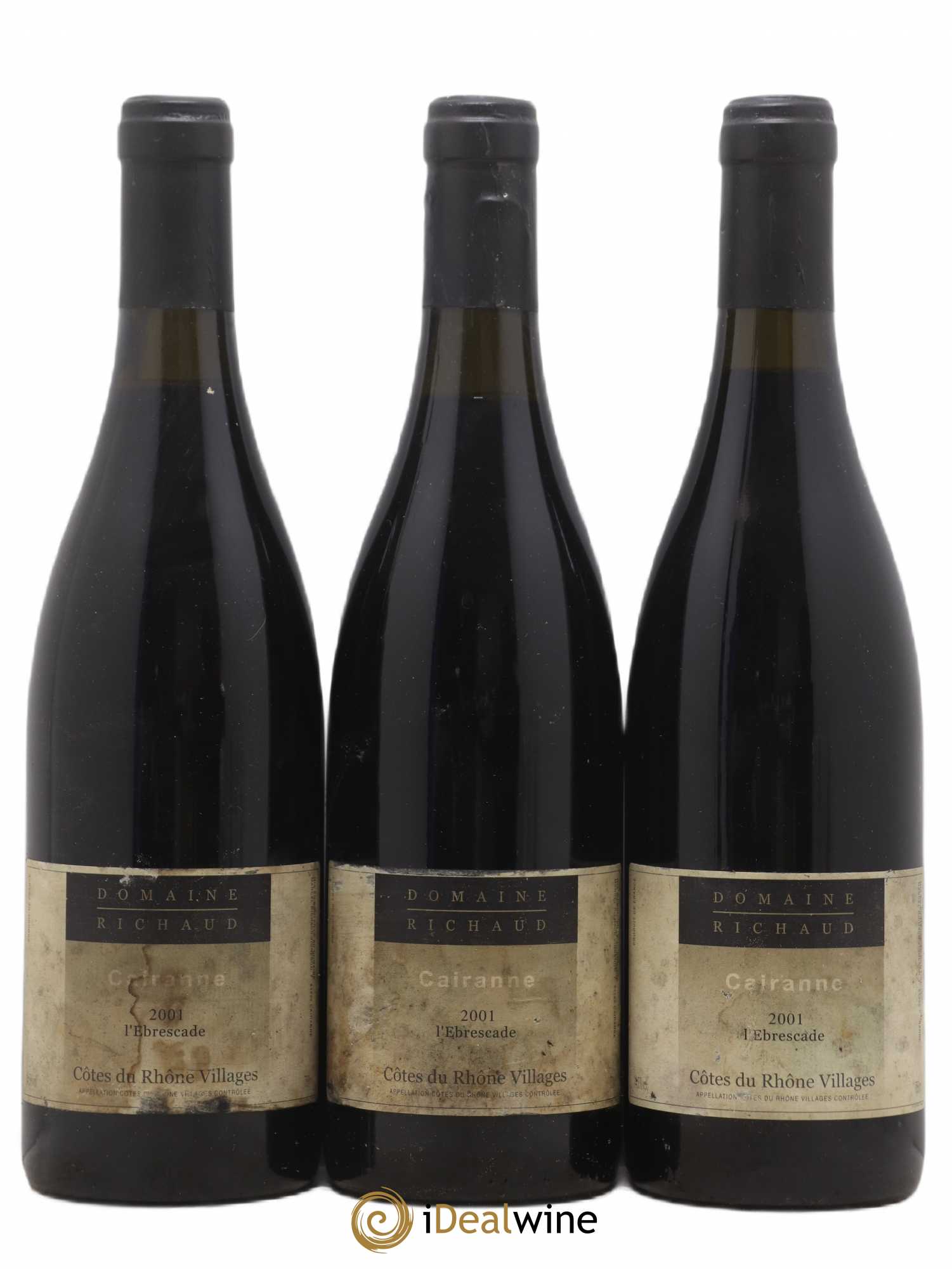 Cairanne Ebrescade Marcel Richaud 2001 - Lot de 3 bouteilles - 0