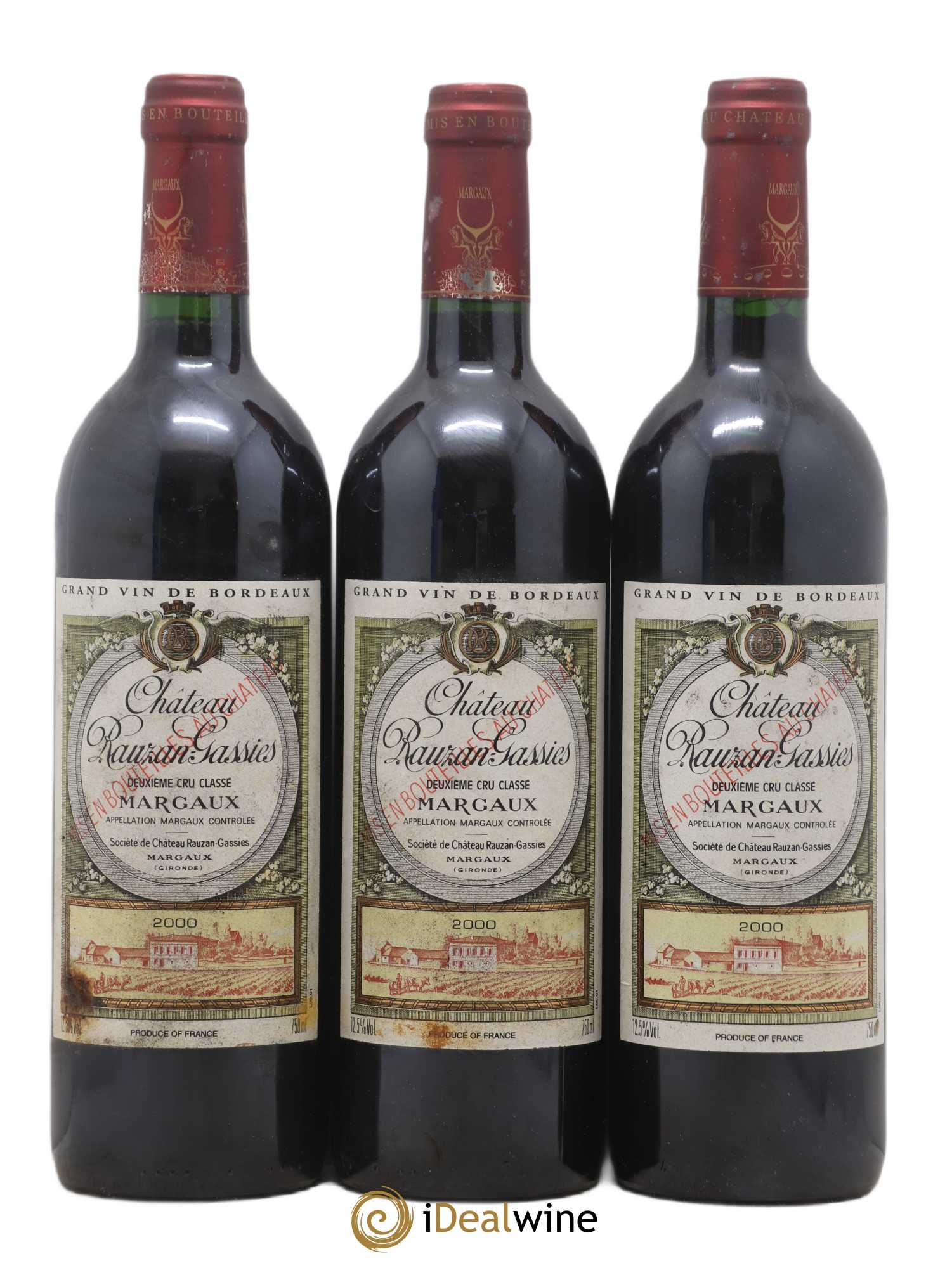 Château Rauzan-Gassies 2ème Grand Cru Classé 2000 - Lot de 3 bouteilles - 0