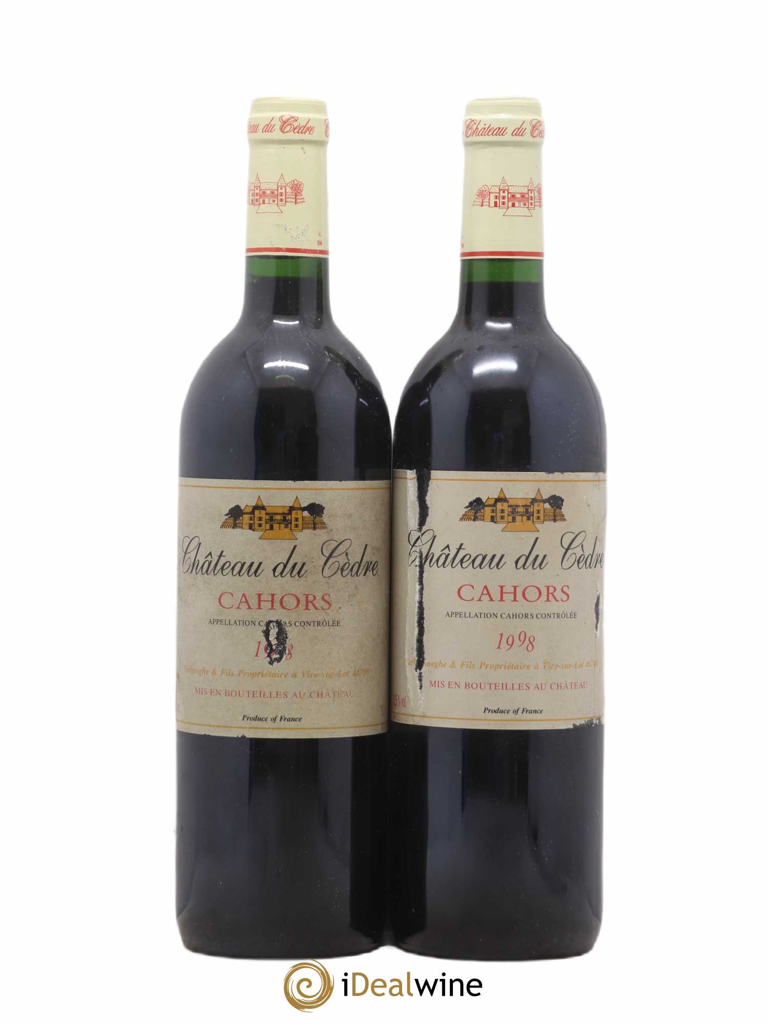 Cahors Château du Cèdre Pascal et Jean-Marc Verhaeghe 1998 - Lot de 2 bouteilles - 0