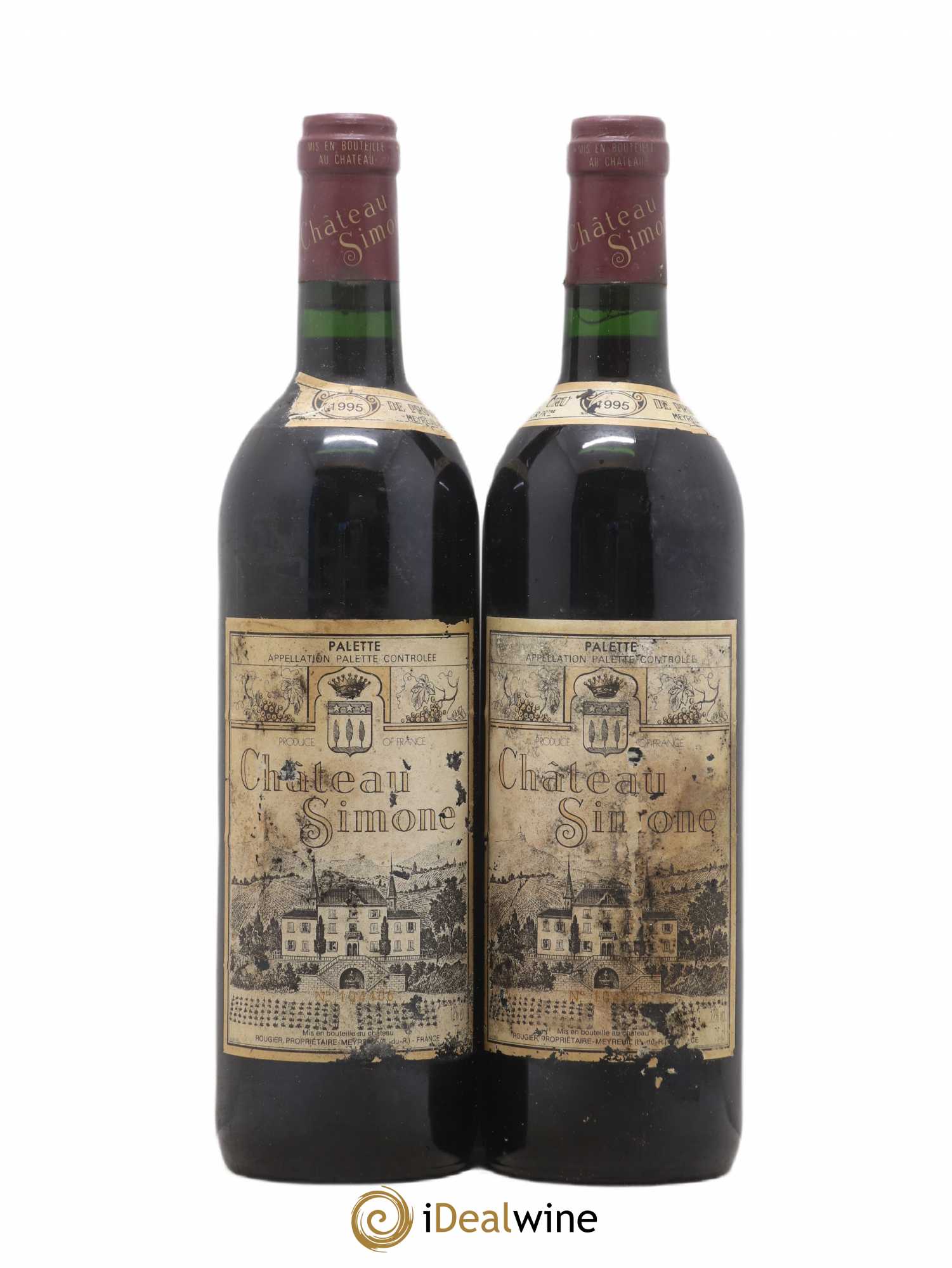 Palette Château Simone Famille Rougier 1995 - Posten von 2 Flaschen - 0