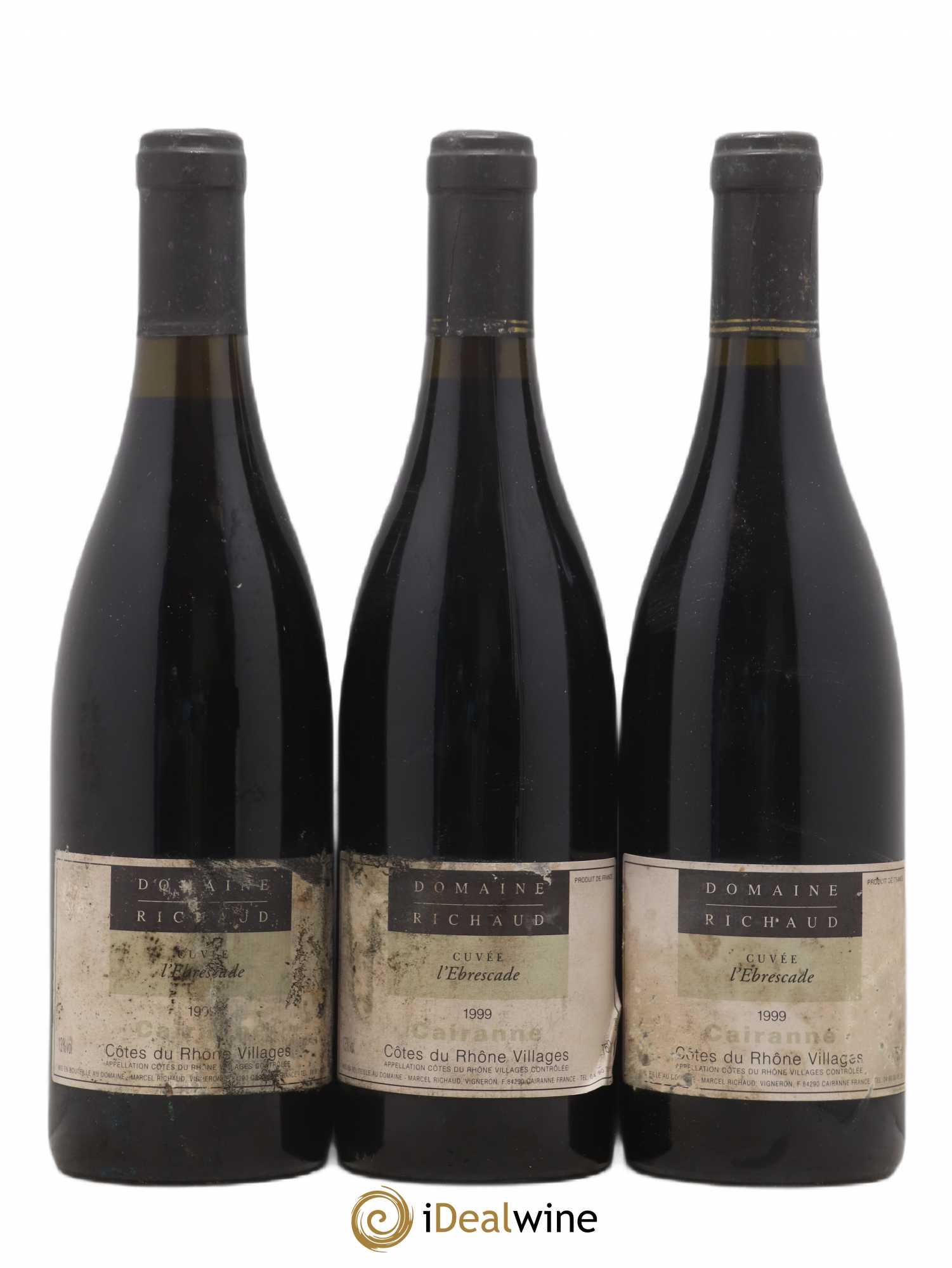 Cairanne Ebrescade Marcel Richaud 1999 - Lot de 3 bouteilles - 0