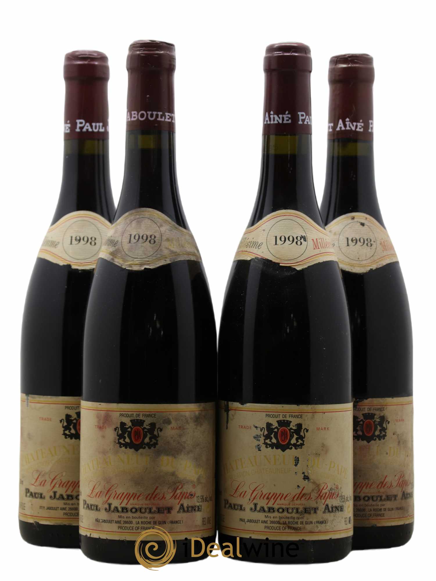 Châteauneuf-du-Pape La grappe des Papes Jaboulet 1998 - Posten von 4 Flaschen - 0
