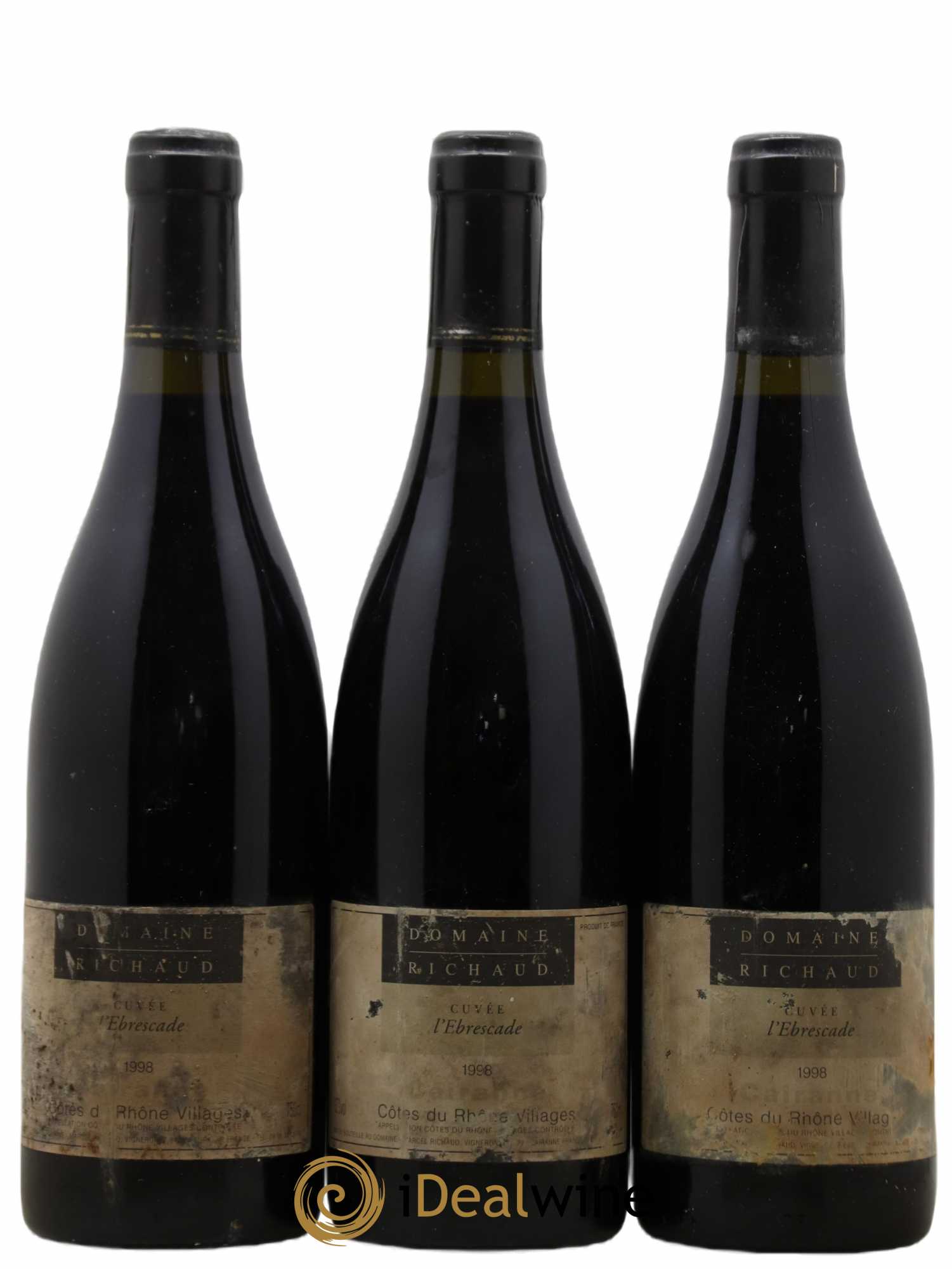 Cairanne Ebrescade Marcel Richaud 1998 - Lot de 3 bouteilles - 0