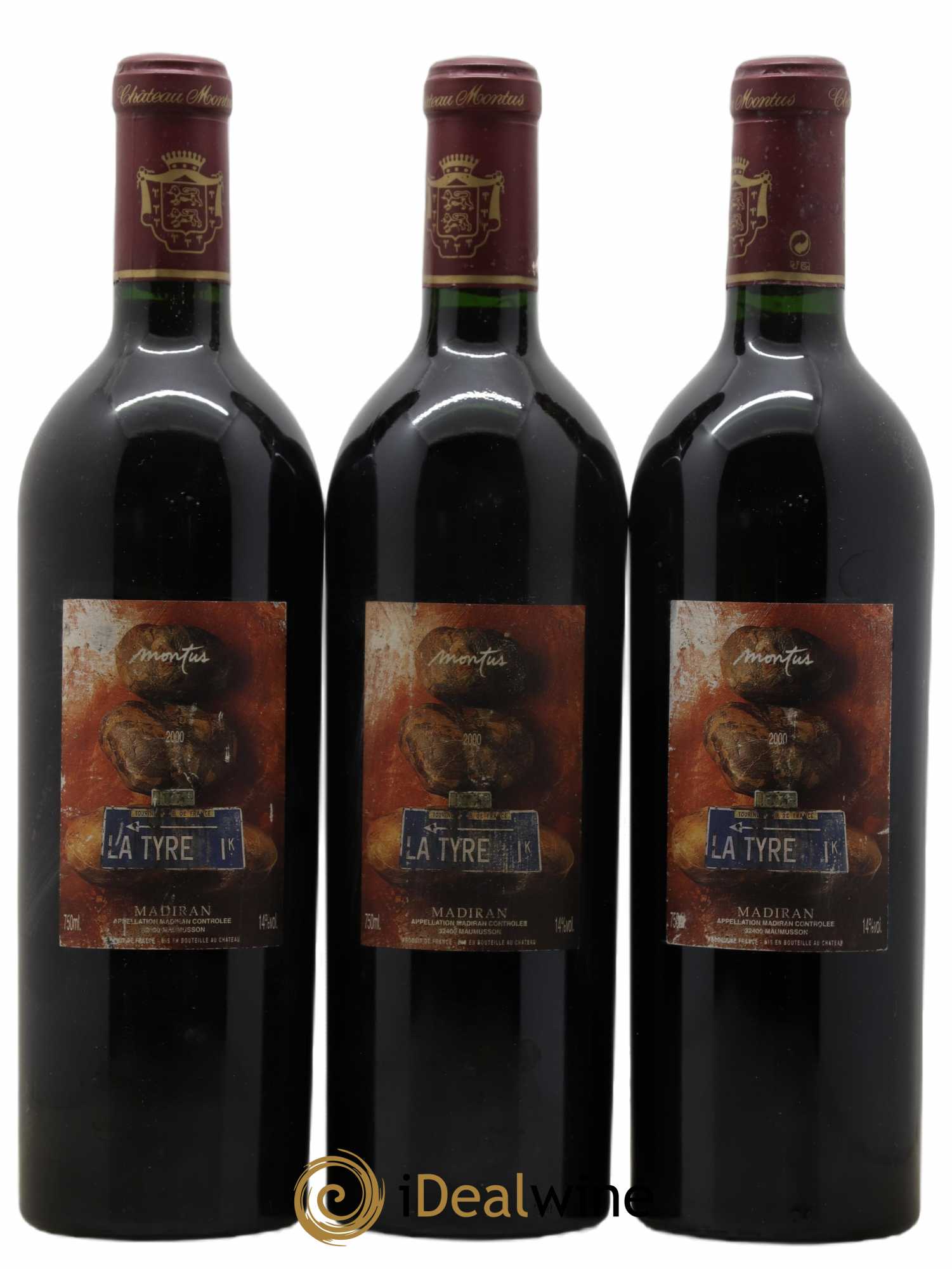 Madiran Château Montus-La Tyre Alain Brumont 2000 - Lot de 3 bouteilles - 0