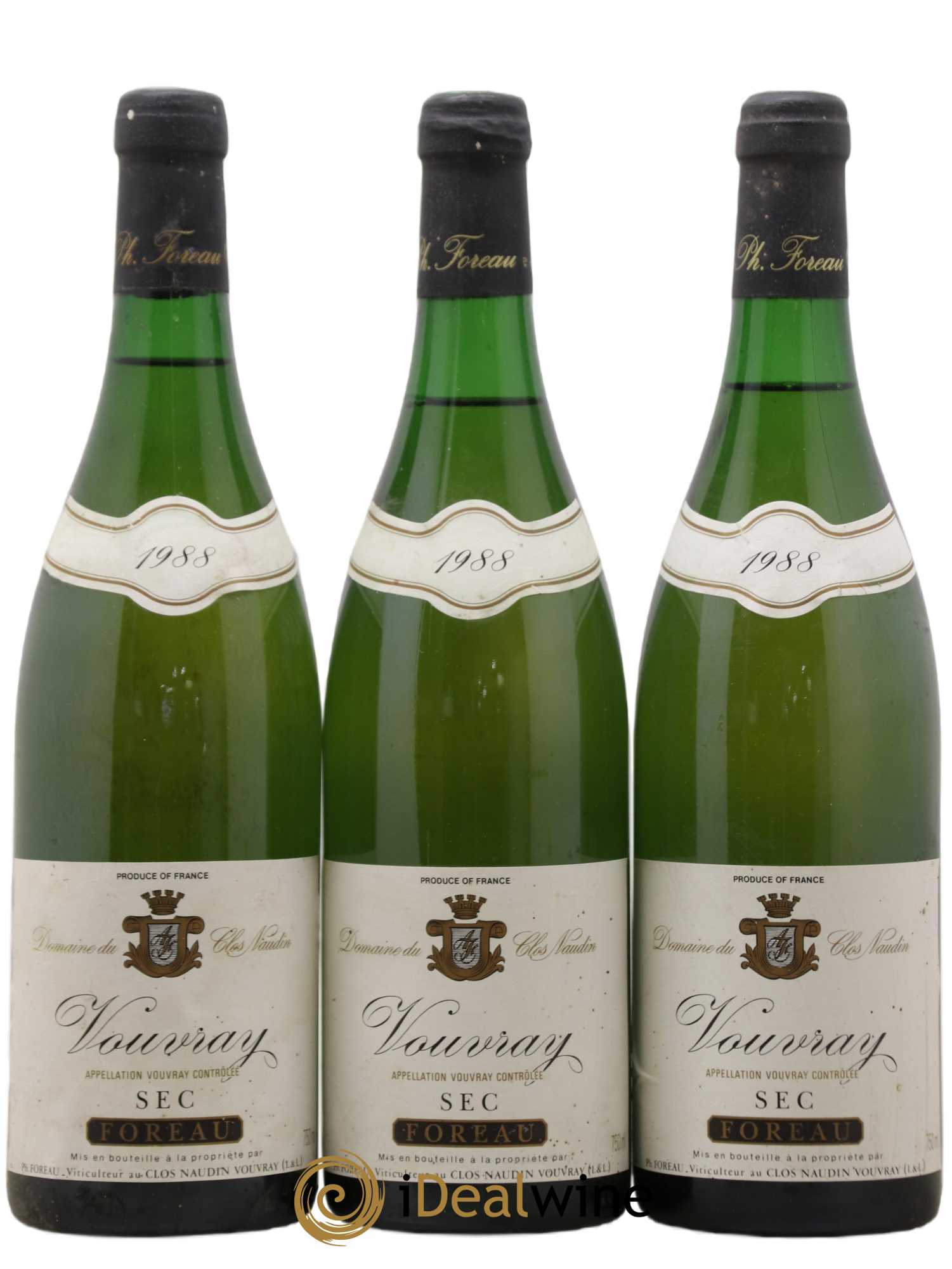 Vouvray Sec Clos Naudin - Philippe Foreau 1988 - Lot de 3 bouteilles - 0