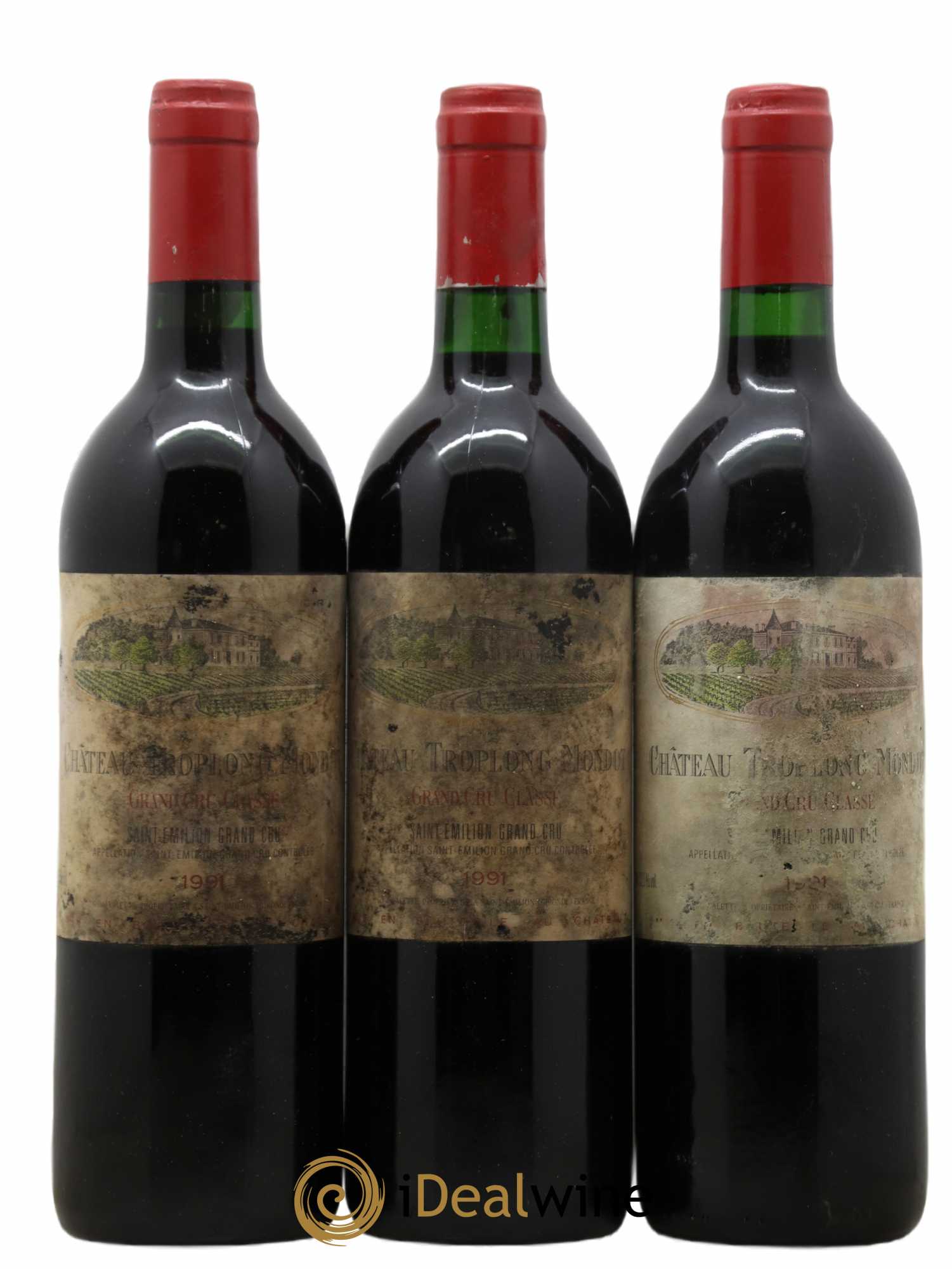 Château Troplong Mondot 1er Grand Cru Classé B 1991 - Lot de 3 bouteilles - 0