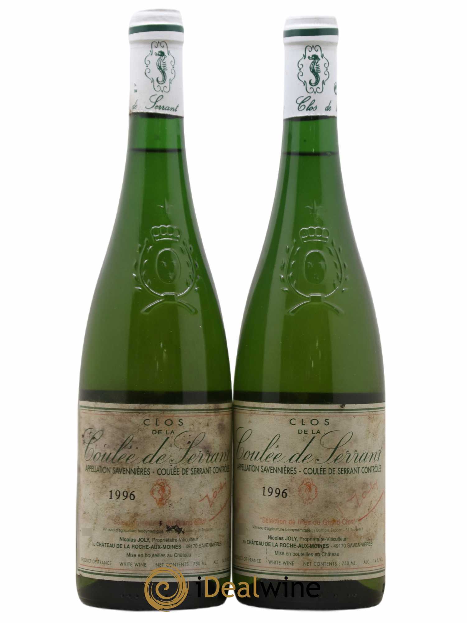 Savennières Clos de la Coulée de Serrant Moelleux Vignobles de la Coulée de Serrant - Nicolas Joly Sélection de tries du Grand Clos 1996 - Lotto di 2 bottiglie - 0