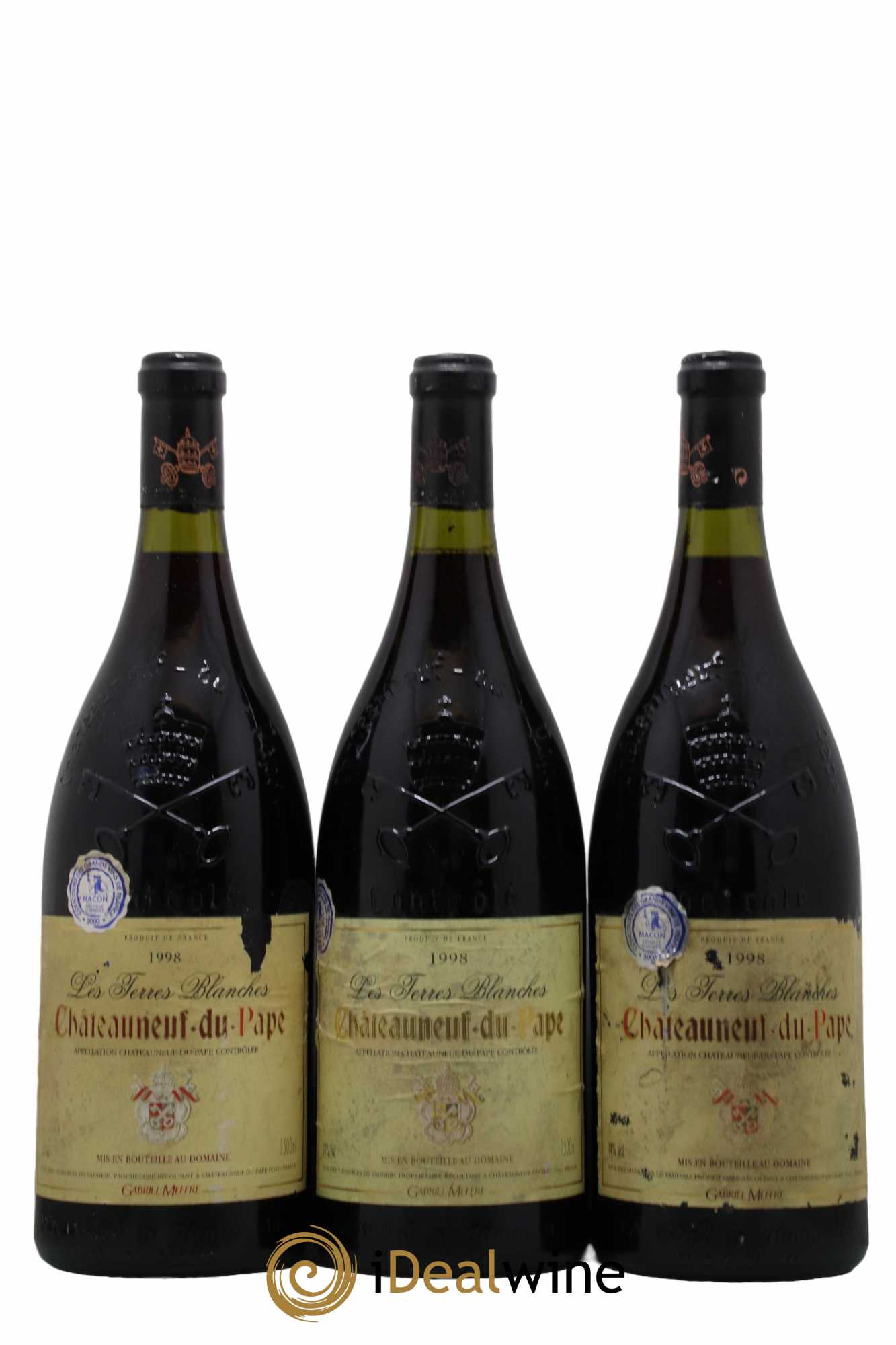 Châteauneuf-du-Pape Les Terres Blanches Domaine de Vaudieu 1998 - Lot de 3 magnums - 0