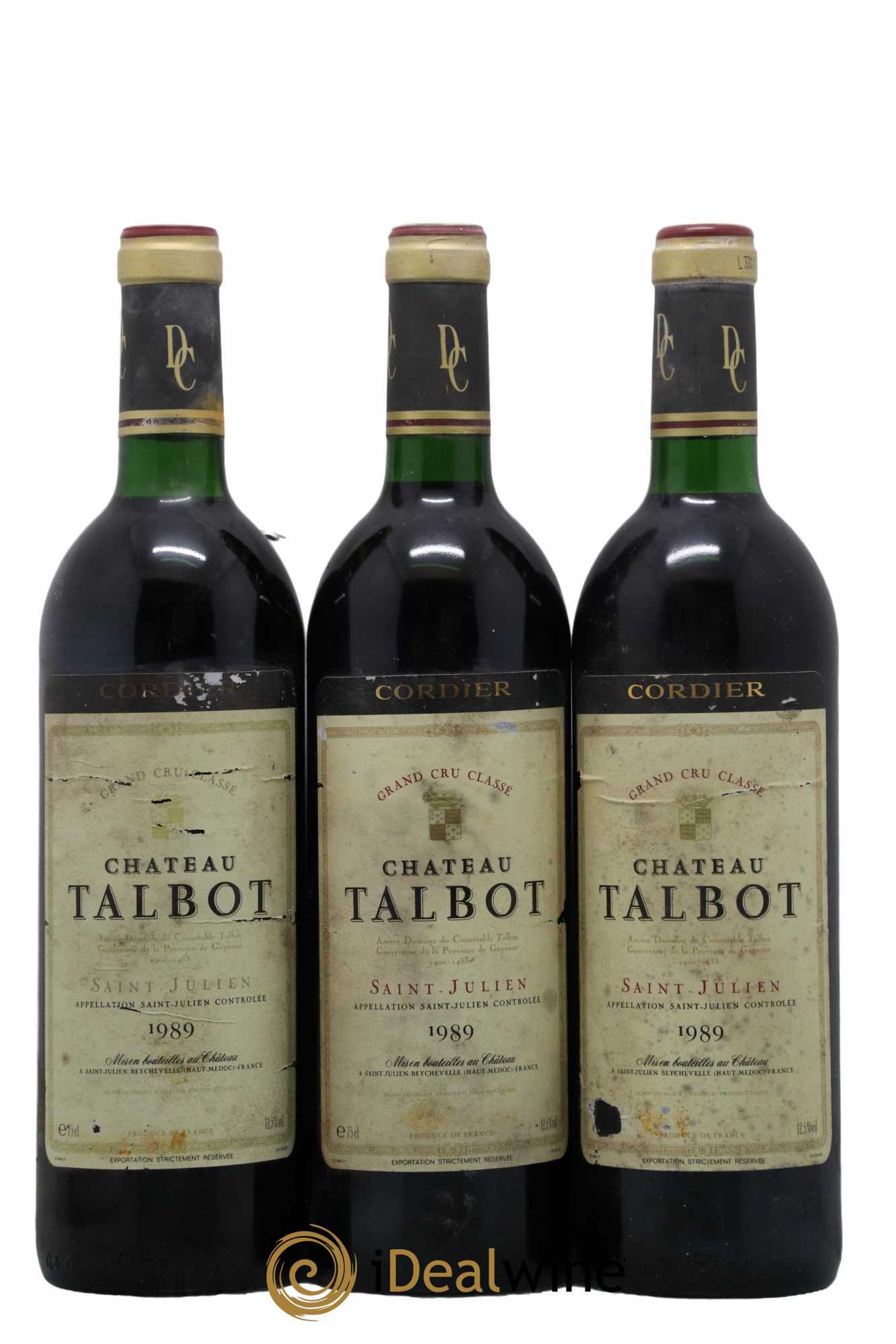 Château Talbot 4ème Grand Cru Classé 1989 - Lot de 3 bouteilles - 0