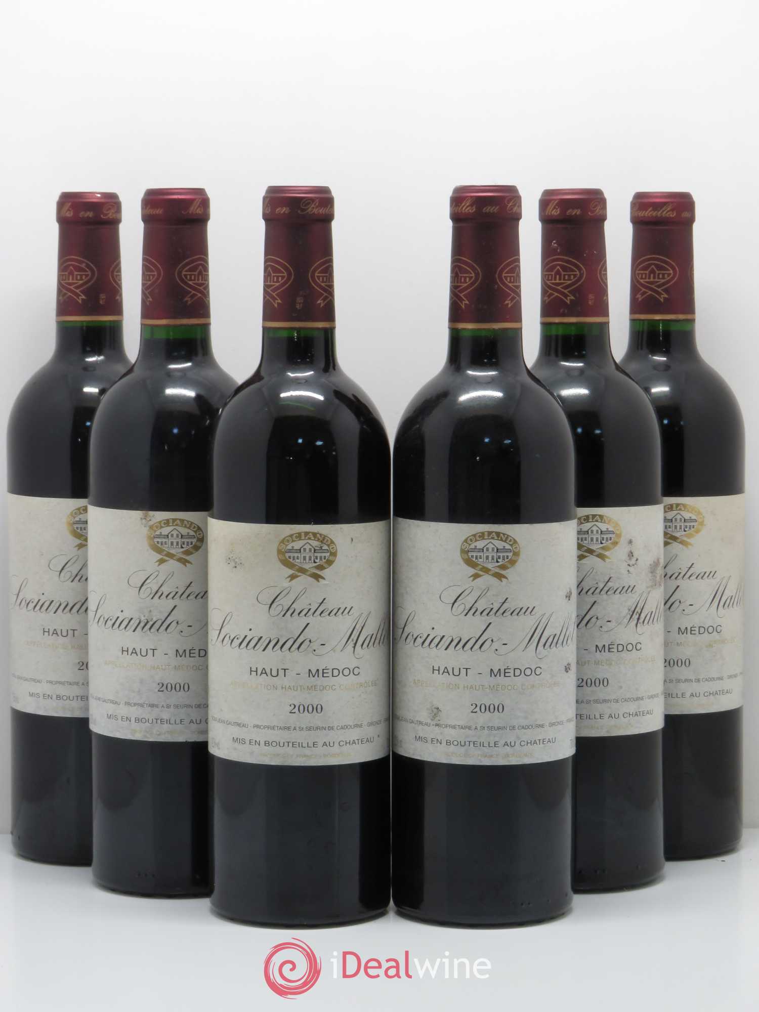 Château Sociando Mallet 2000 - Lot de 6 bouteilles - 0
