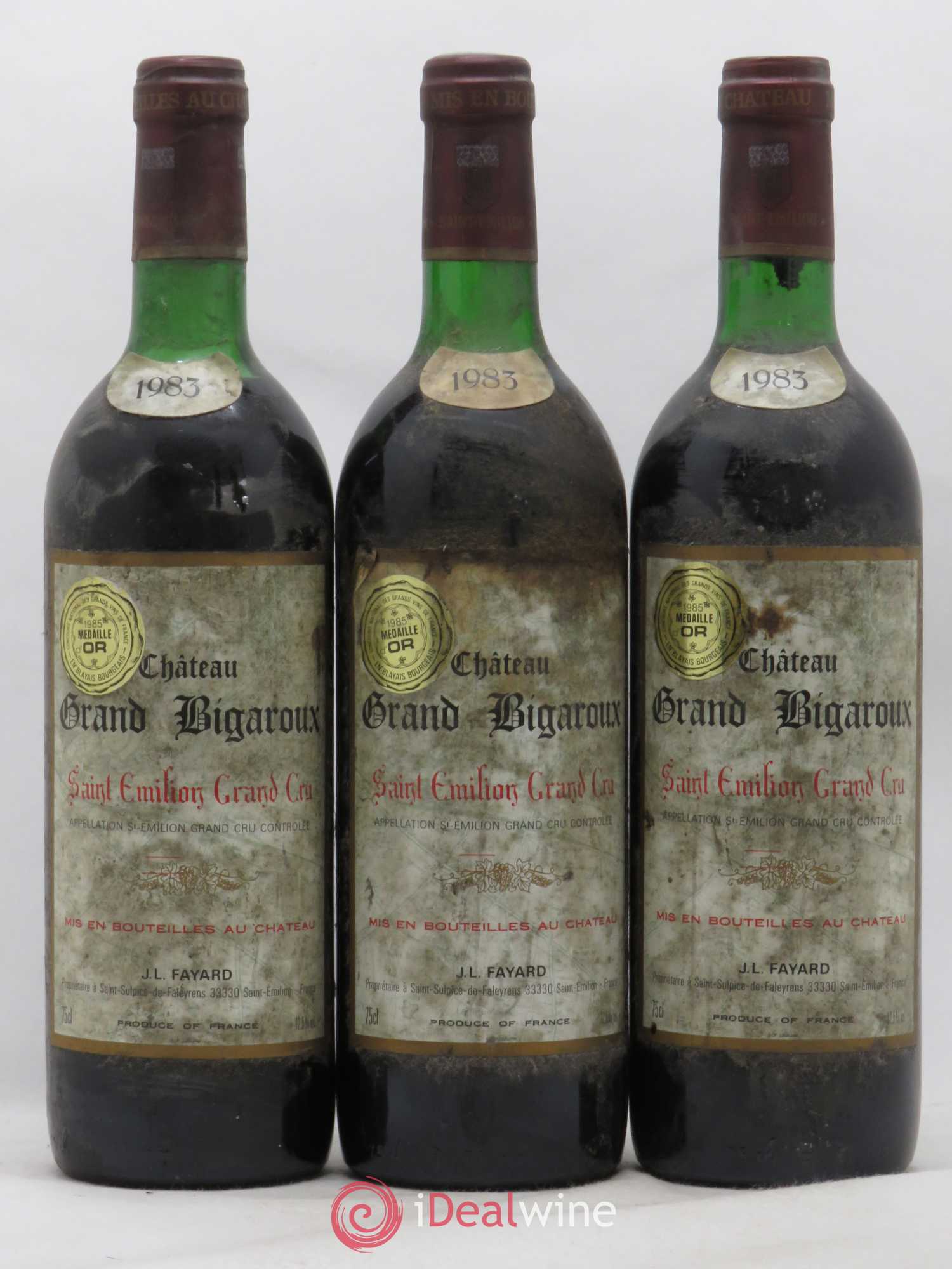 Saint-Émilion Grand Cru Château Grand Bigaroux 1983 - Posten von 3 Flaschen - 0